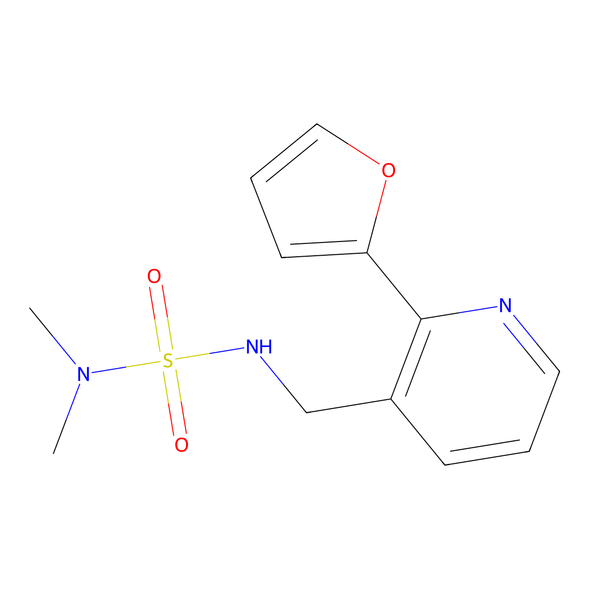 ({[2-(Furan-2-yl)pyridin-3-yl]methyl}sulfamoyl)dimethylamine molecular structure, CAS 2034541-96-1