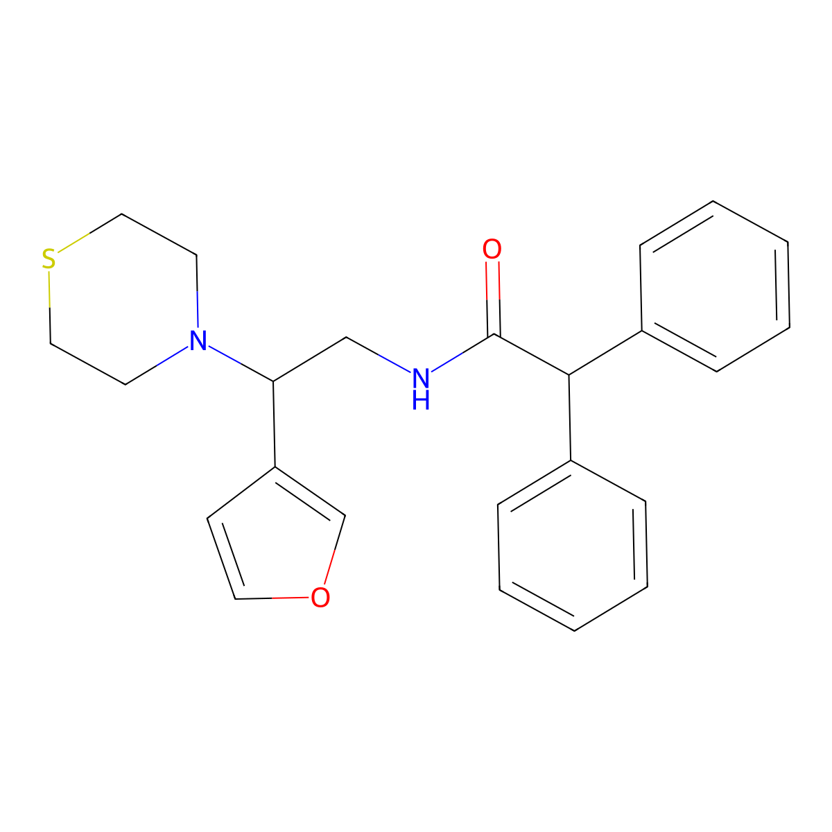 N-(2-(furan-3-yl)-2-thiomorpholinoethyl)-2,2-diphenylacetamide molecular structure, CAS 2034542-05-5