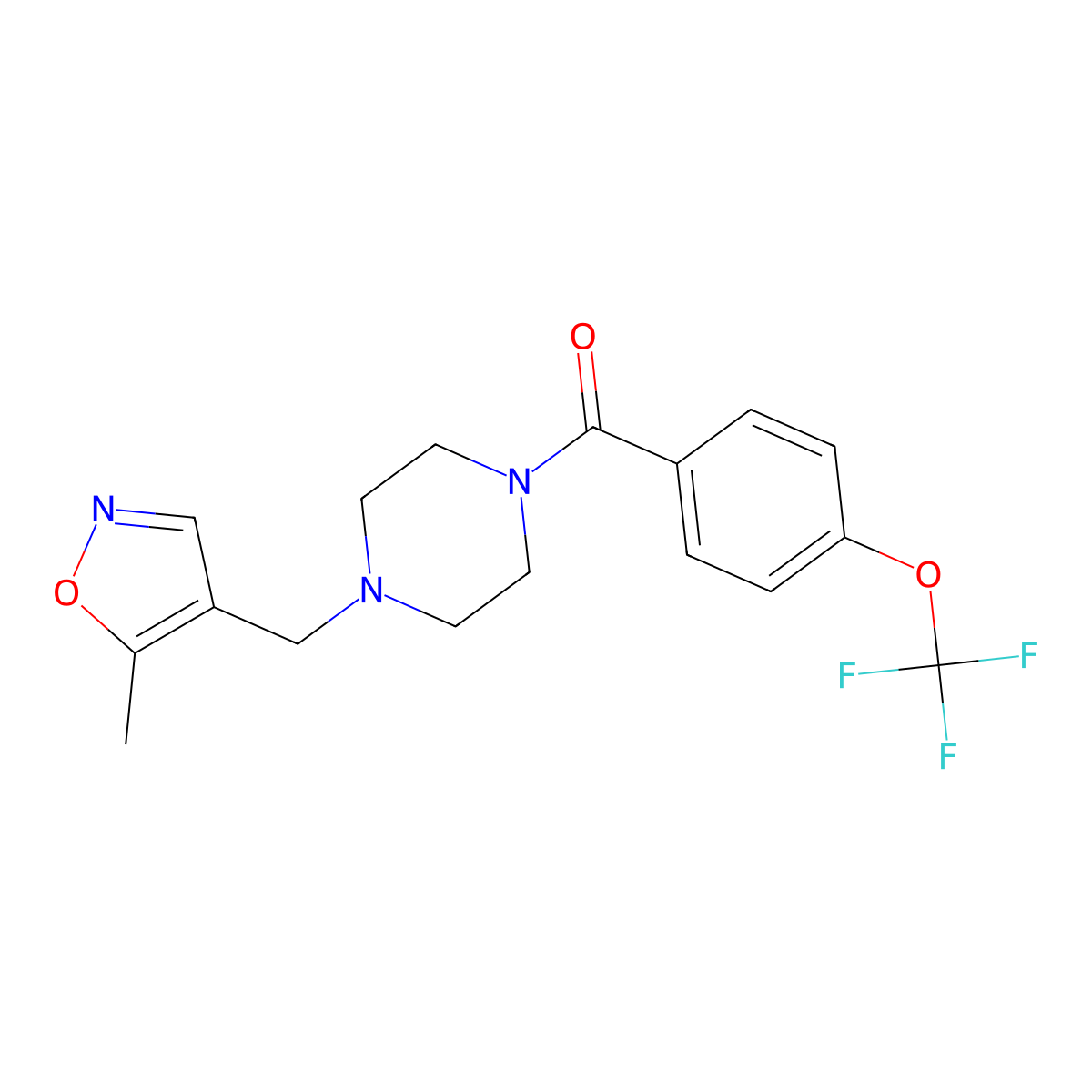 (4-((5-Methylisoxazol-4-yl)methyl)piperazin-1-yl)(4-(trifluoromethoxy)phenyl)methanone molecular structure, CAS 2034542-16-8
