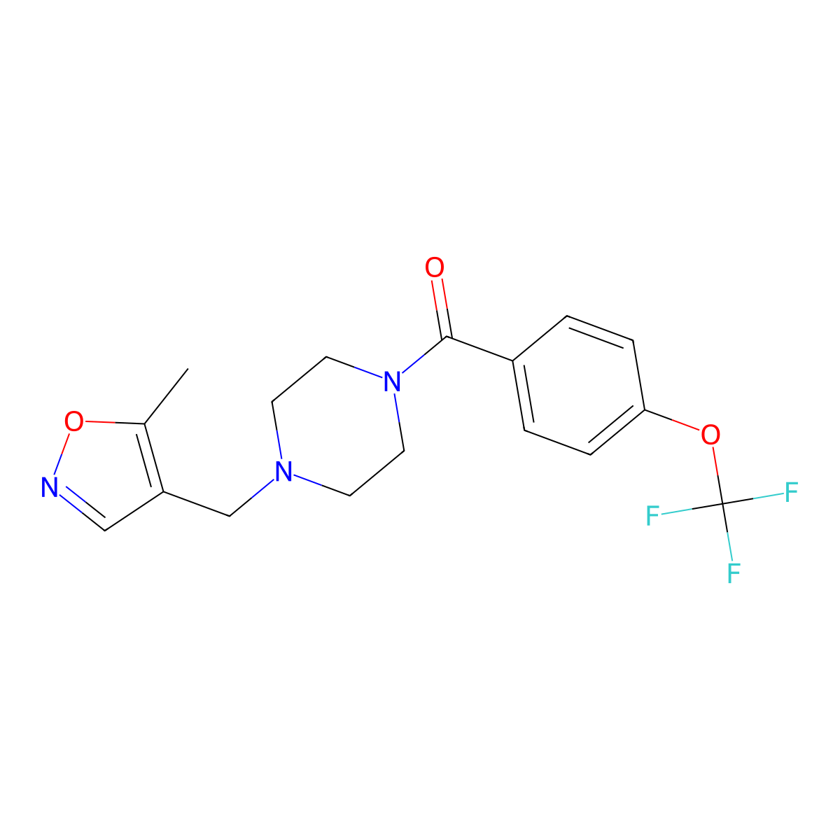 (4-((5-Methylisoxazol-4-yl)methyl)piperazin-1-yl)(4-(trifluoromethoxy)phenyl)methanone molecular structure, CAS 2034542-16-8