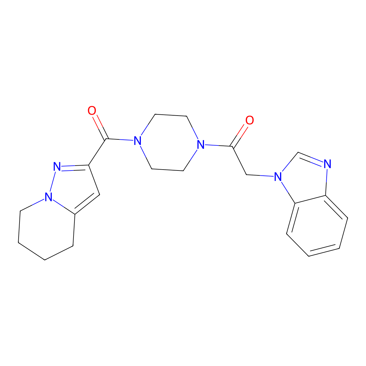 2-(1H-benzo[d]imidazol-1-yl)-1-(4-(4,5,6,7-tetrahydropyrazolo[1,5-a]pyridine-2-carbonyl)piperazin-1-yl)ethanone molecular structure, CAS 2034542-19-1