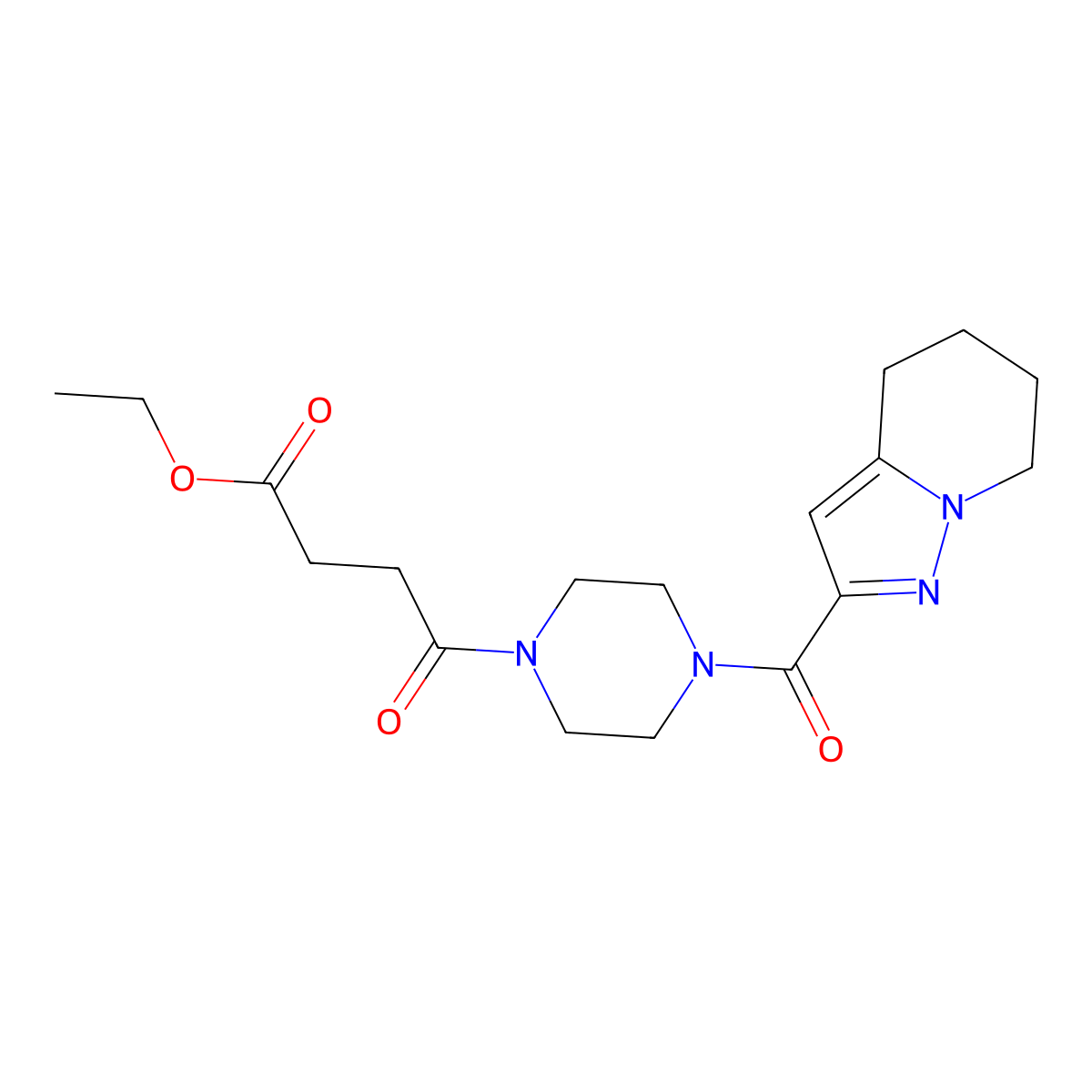 Ethyl 4-oxo-4-(4-(4,5,6,7-tetrahydropyrazolo[1,5-a]pyridine-2-carbonyl)piperazin-1-yl)butanoate molecular structure, CAS 2034542-34-0