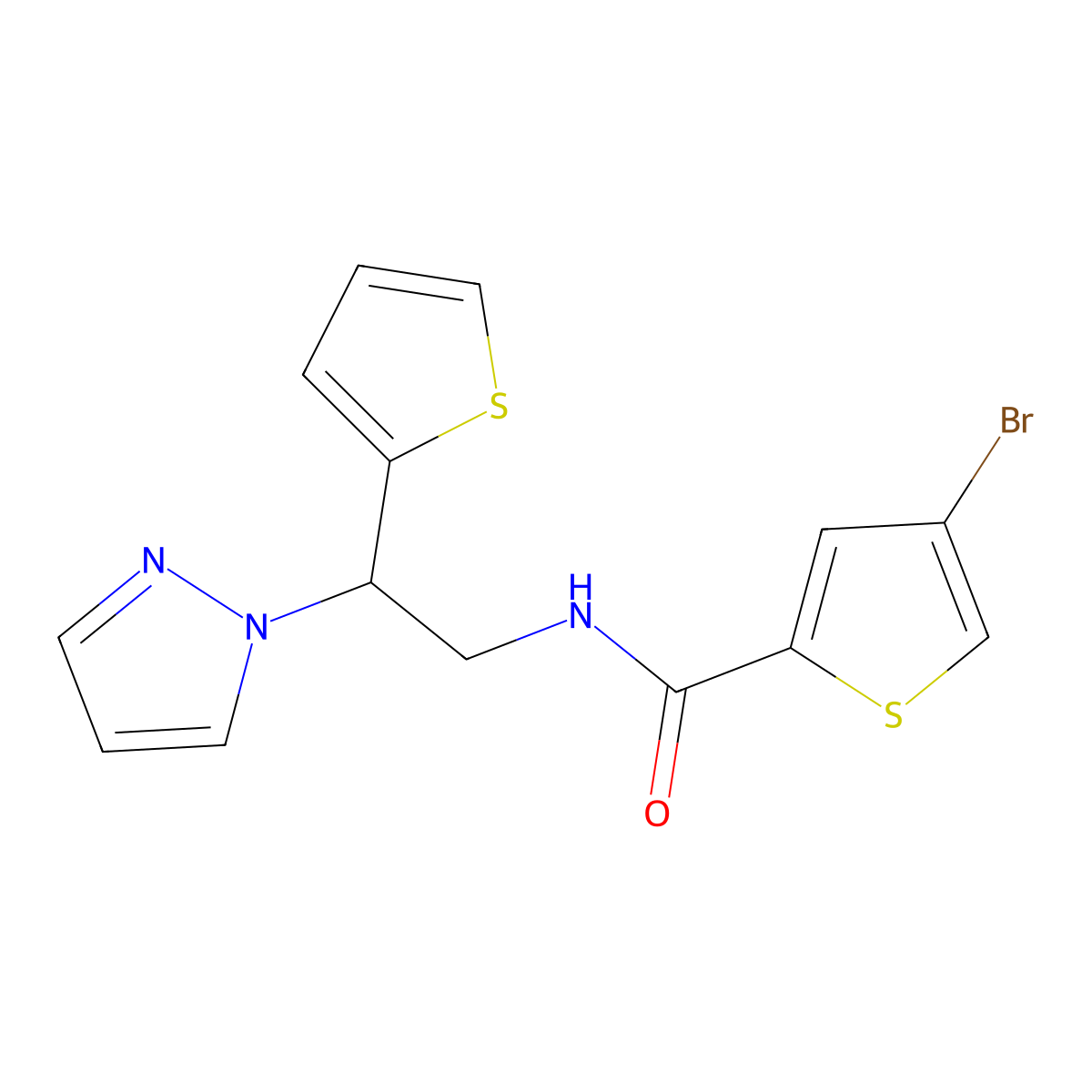 4-bromo-N-[2-(1H-pyrazol-1-yl)-2-(thiophen-2-yl)ethyl]thiophene-2-carboxamide molecular structure, CAS 2034542-35-1