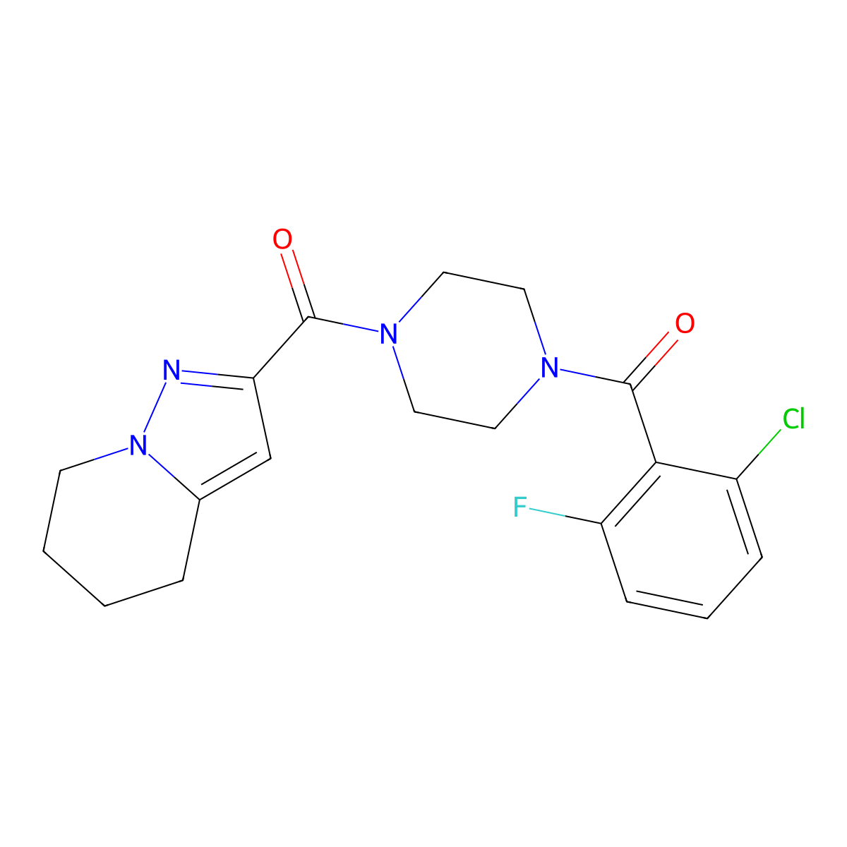 (4-(2-Chloro-6-fluorobenzoyl)piperazin-1-yl)(4,5,6,7-tetrahydropyrazolo[1,5-a]pyridin-2-yl)methanone molecular structure, CAS 2034542-39-5