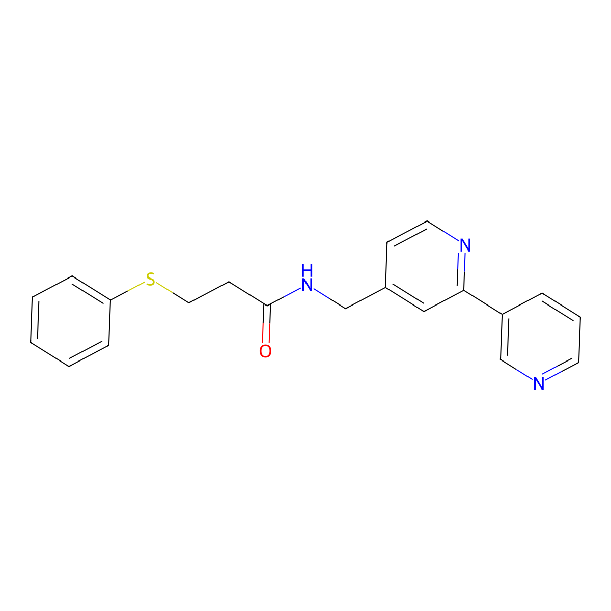 N-([2,3'-bipyridin]-4-ylmethyl)-3-(phenylthio)propanamide molecular structure, CAS 2034542-43-1