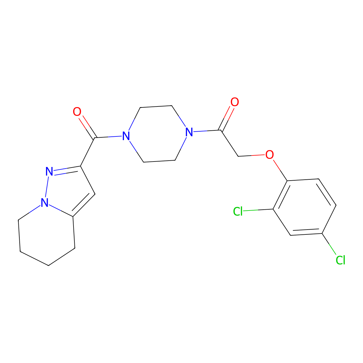 2-(2,4-Dichlorophenoxy)-1-(4-(4,5,6,7-tetrahydropyrazolo[1,5-a]pyridine-2-carbonyl)piperazin-1-yl)ethanone molecular structure, CAS 2034542-45-3