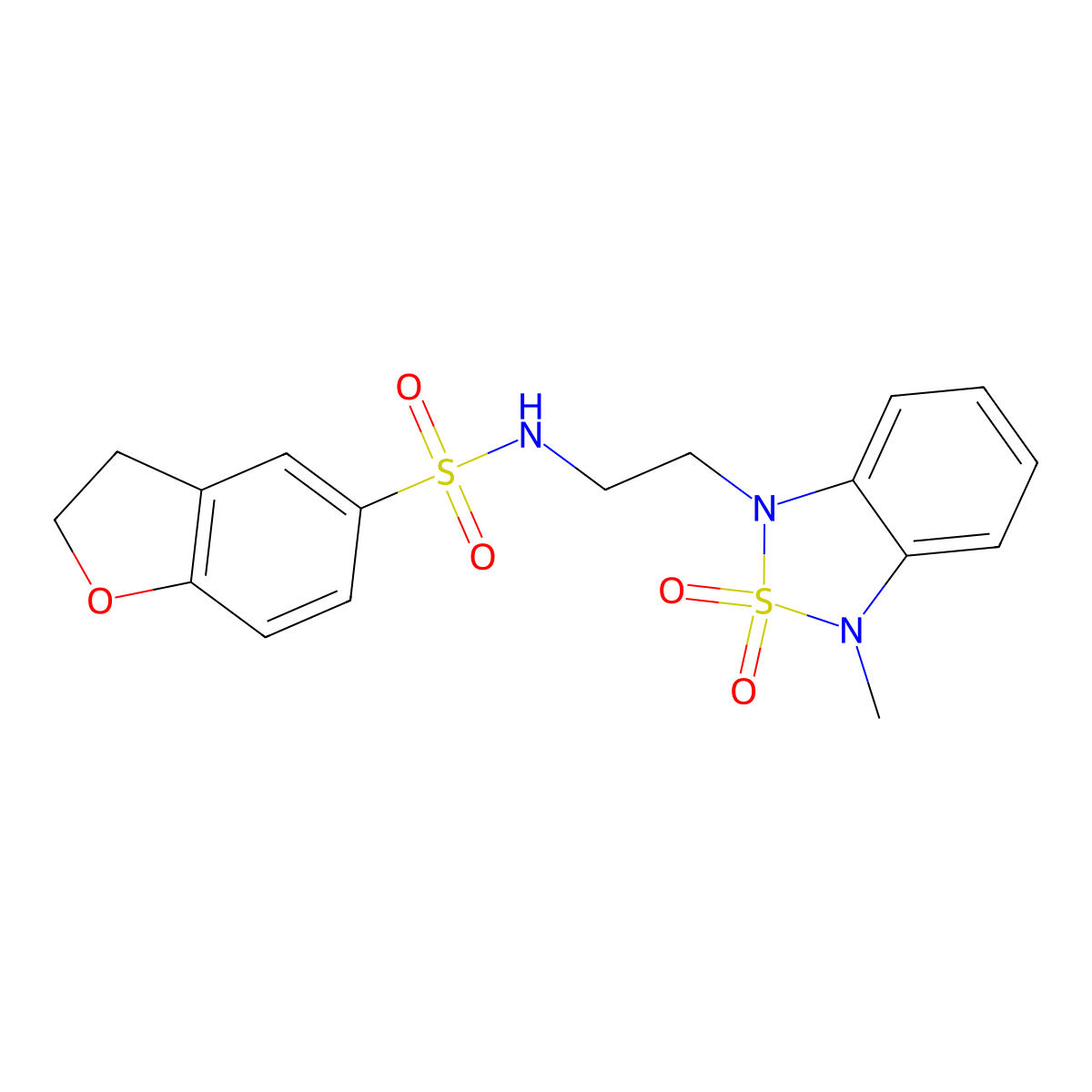 N-(2-(3-methyl-2,2-dioxidobenzo[c][1,2,5]thiadiazol-1(3H)-yl)ethyl)-2,3-dihydrobenzofuran-5-sulfonamide molecular structure, CAS 2034542-49-7
