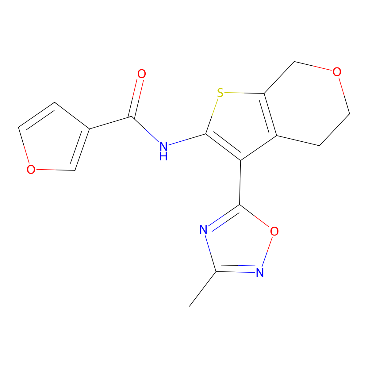 N-(3-(3-methyl-1,2,4-oxadiazol-5-yl)-5,7-dihydro-4H-thieno[2,3-c]pyran-2-yl)furan-3-carboxamide molecular structure, CAS 2034542-53-3