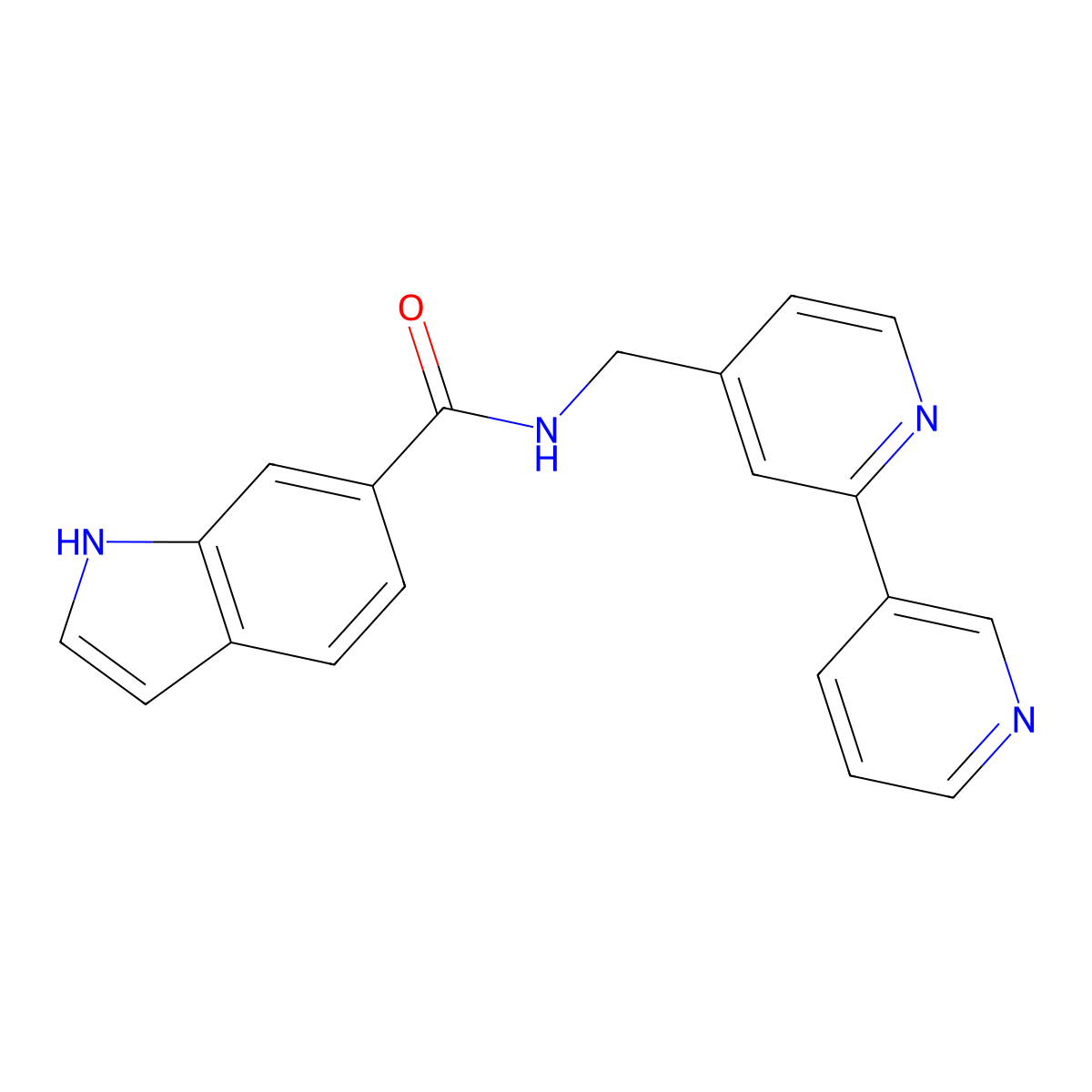 N-([2,3'-bipyridin]-4-ylmethyl)-1H-indole-6-carboxamide molecular structure, CAS 2034542-65-7