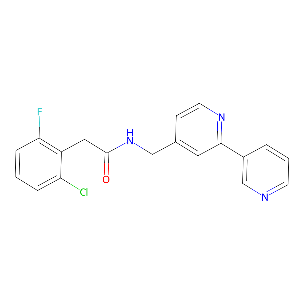 N-([2,3'-bipyridin]-4-ylmethyl)-2-(2-chloro-6-fluorophenyl)acetamide molecular structure, CAS 2034542-71-5
