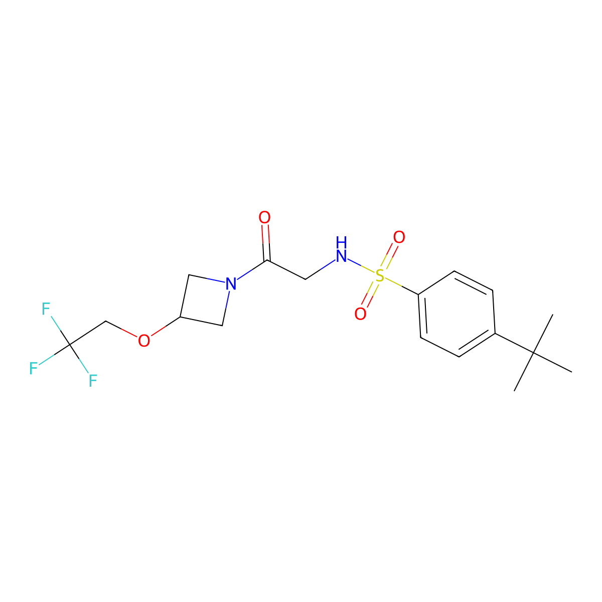 4-(tert-butyl)-N-(2-oxo-2-(3-(2,2,2-trifluoroethoxy)azetidin-1-yl)ethyl)benzenesulfonamide molecular structure, CAS 2034542-74-8