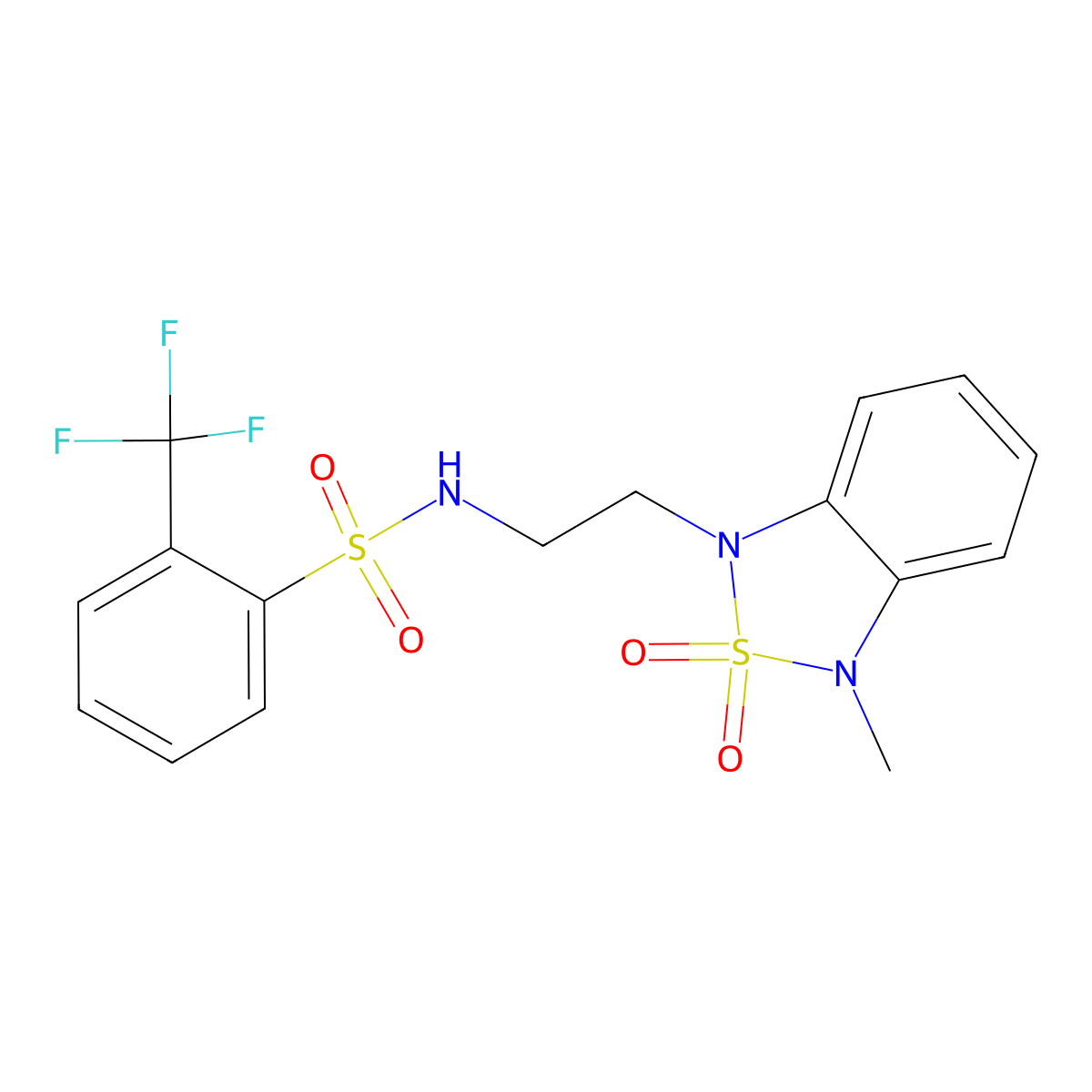 N-(2-(3-methyl-2,2-dioxidobenzo[c][1,2,5]thiadiazol-1(3H)-yl)ethyl)-2-(trifluoromethyl)benzenesulfonamide molecular structure, CAS 2034542-75-9