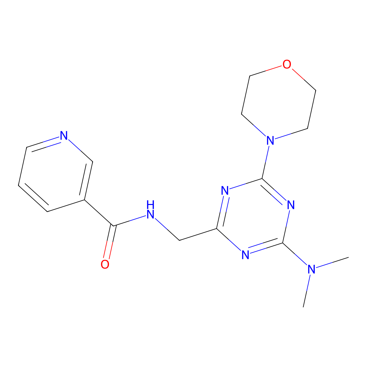 N-((4-(dimethylamino)-6-morpholino-1,3,5-triazin-2-yl)methyl)nicotinamide molecular structure, CAS 2034542-86-2