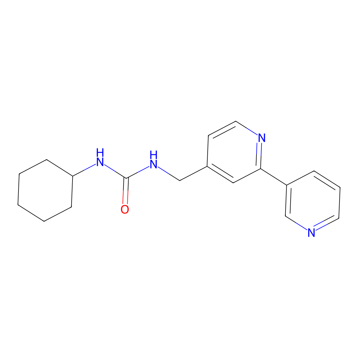 3-({[2,3'-Bipyridine]-4-yl}methyl)-1-cyclohexylurea molecular structure, CAS 2034542-92-0