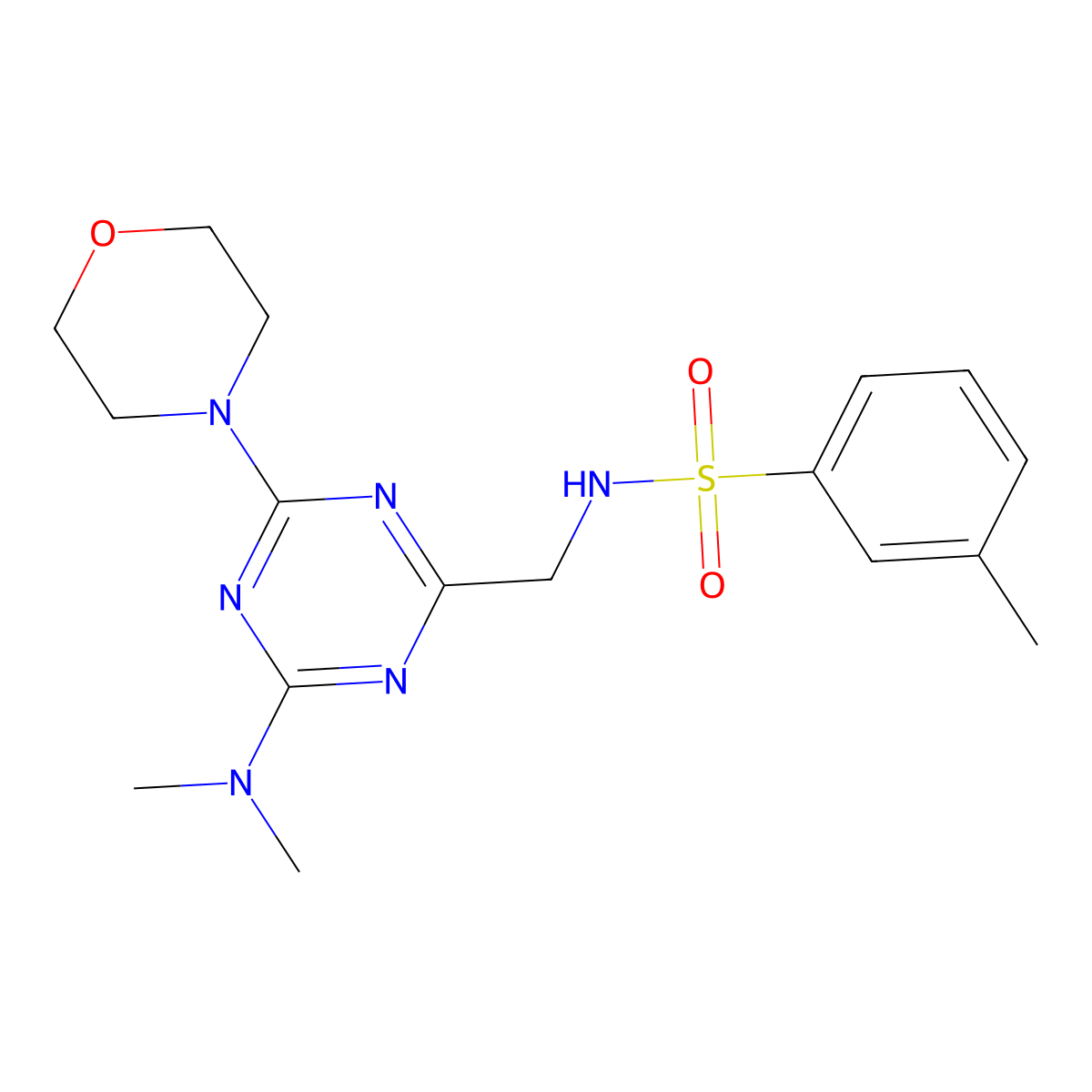 N-((4-(dimethylamino)-6-morpholino-1,3,5-triazin-2-yl)methyl)-3-methylbenzenesulfonamide molecular structure, CAS 2034542-94-2