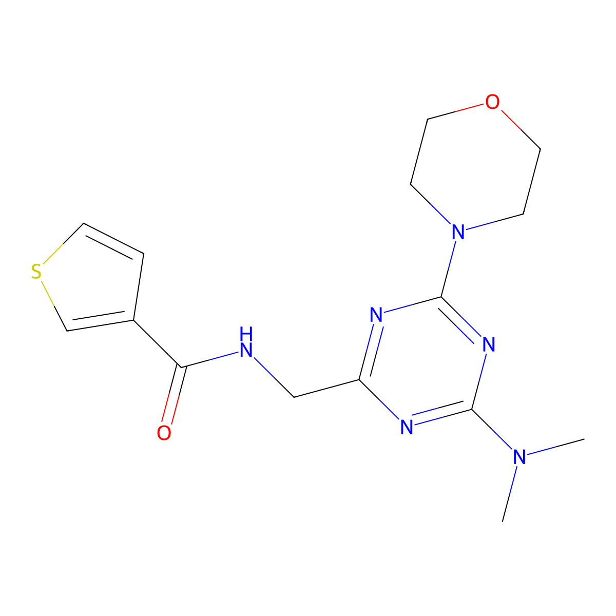 N-((4-(dimethylamino)-6-morpholino-1,3,5-triazin-2-yl)methyl)thiophene-3-carboxamide molecular structure, CAS 2034543-01-4