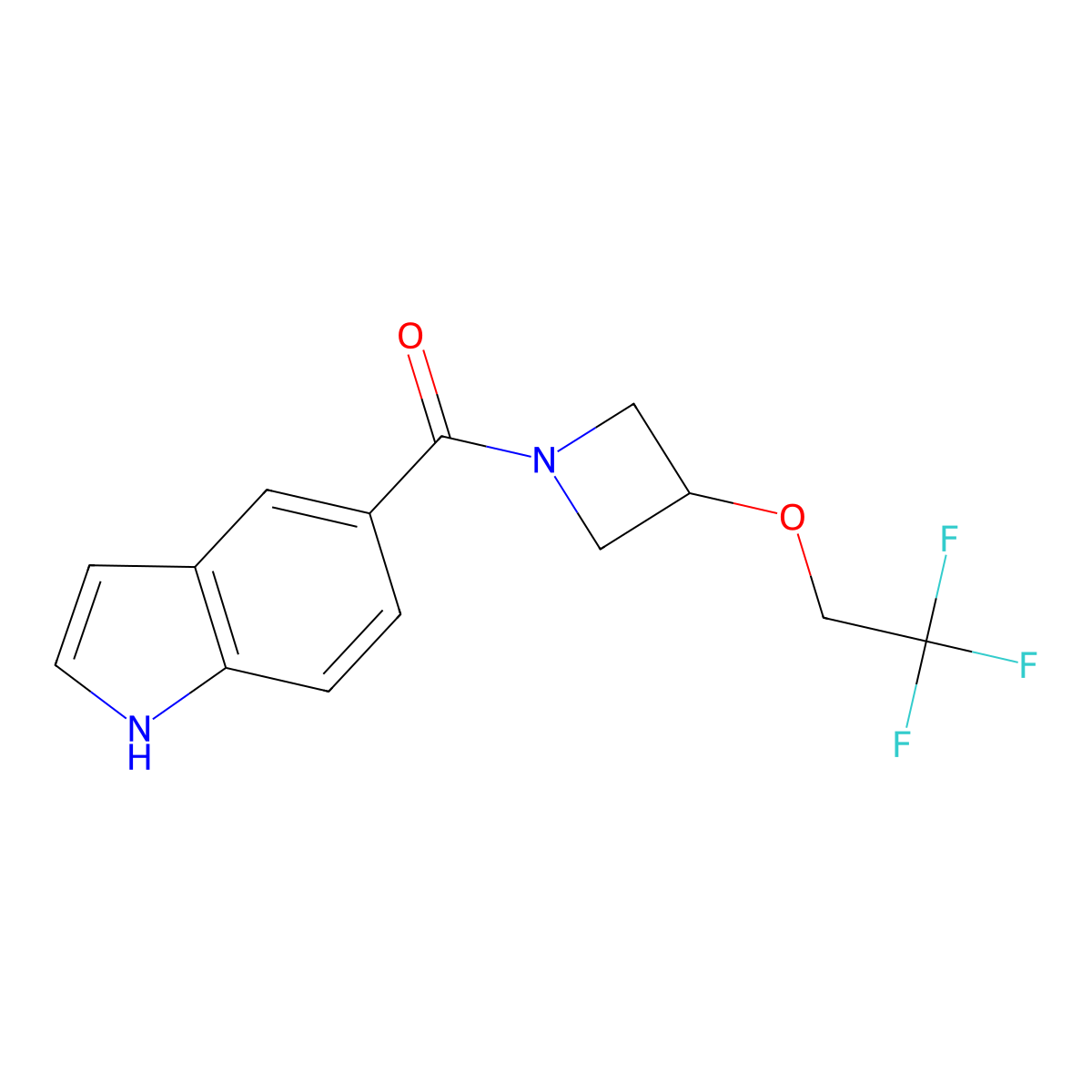 (1H-indol-5-yl)(3-(2,2,2-trifluoroethoxy)azetidin-1-yl)methanone molecular structure, CAS 2034543-02-5