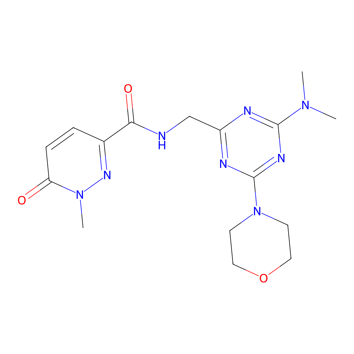 N-((4-(dimethylamino)-6-morpholino-1,3,5-triazin-2-yl)methyl)-1-methyl-6-oxo-1,6-dihydropyridazine-3-carboxamide molecular structure, CAS 2034543-07-0