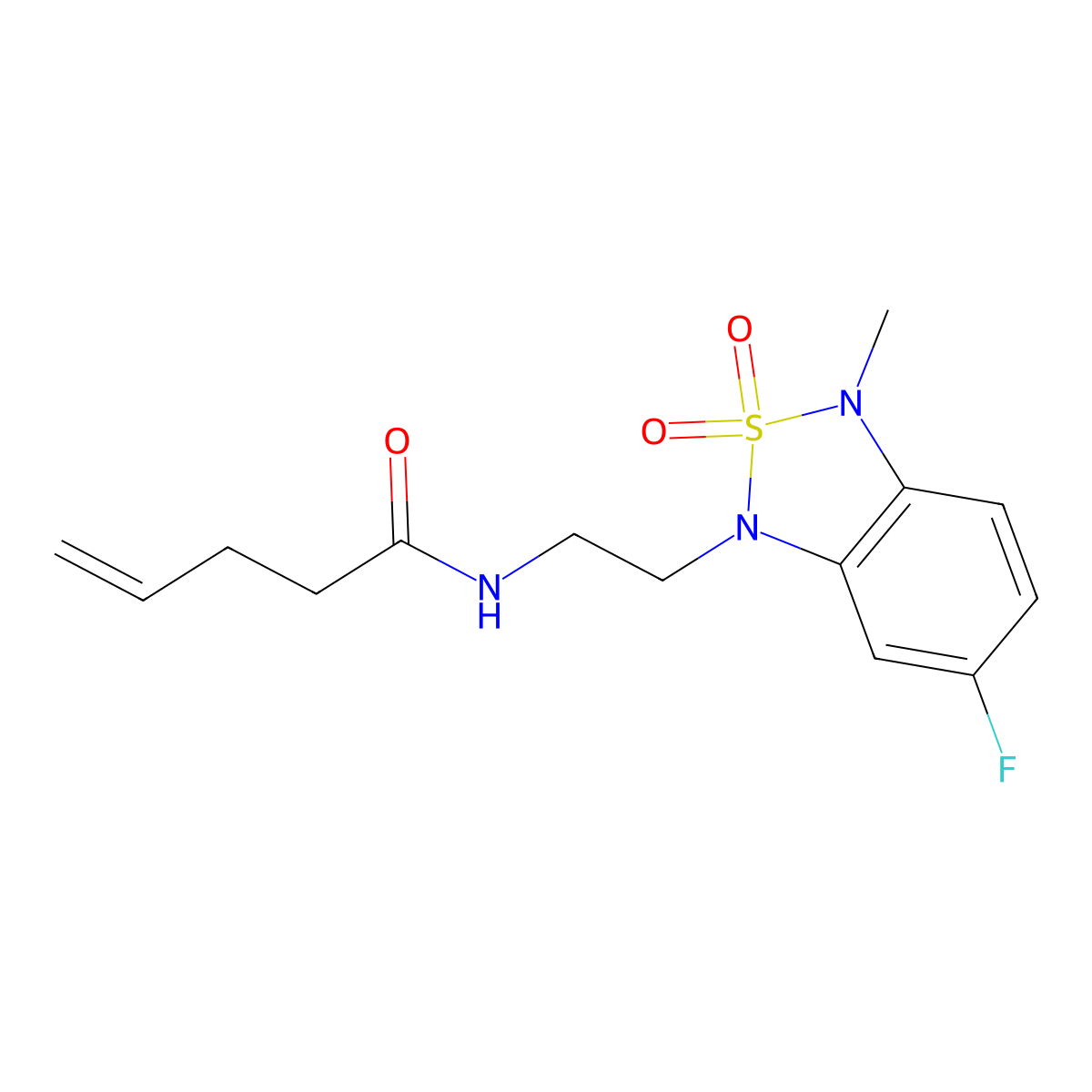 N-(2-(6-fluoro-3-methyl-2,2-dioxidobenzo[c][1,2,5]thiadiazol-1(3H)-yl)ethyl)pent-4-enamide molecular structure, CAS 2034543-08-1