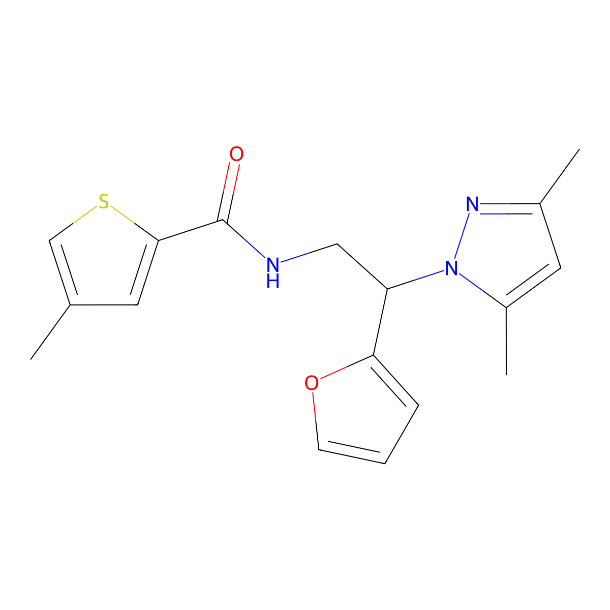 N-[2-(3,5-dimethyl-1H-pyrazol-1-yl)-2-(furan-2-yl)ethyl]-4-methylthiophene-2-carboxamide molecular structure, CAS 2034543-10-5