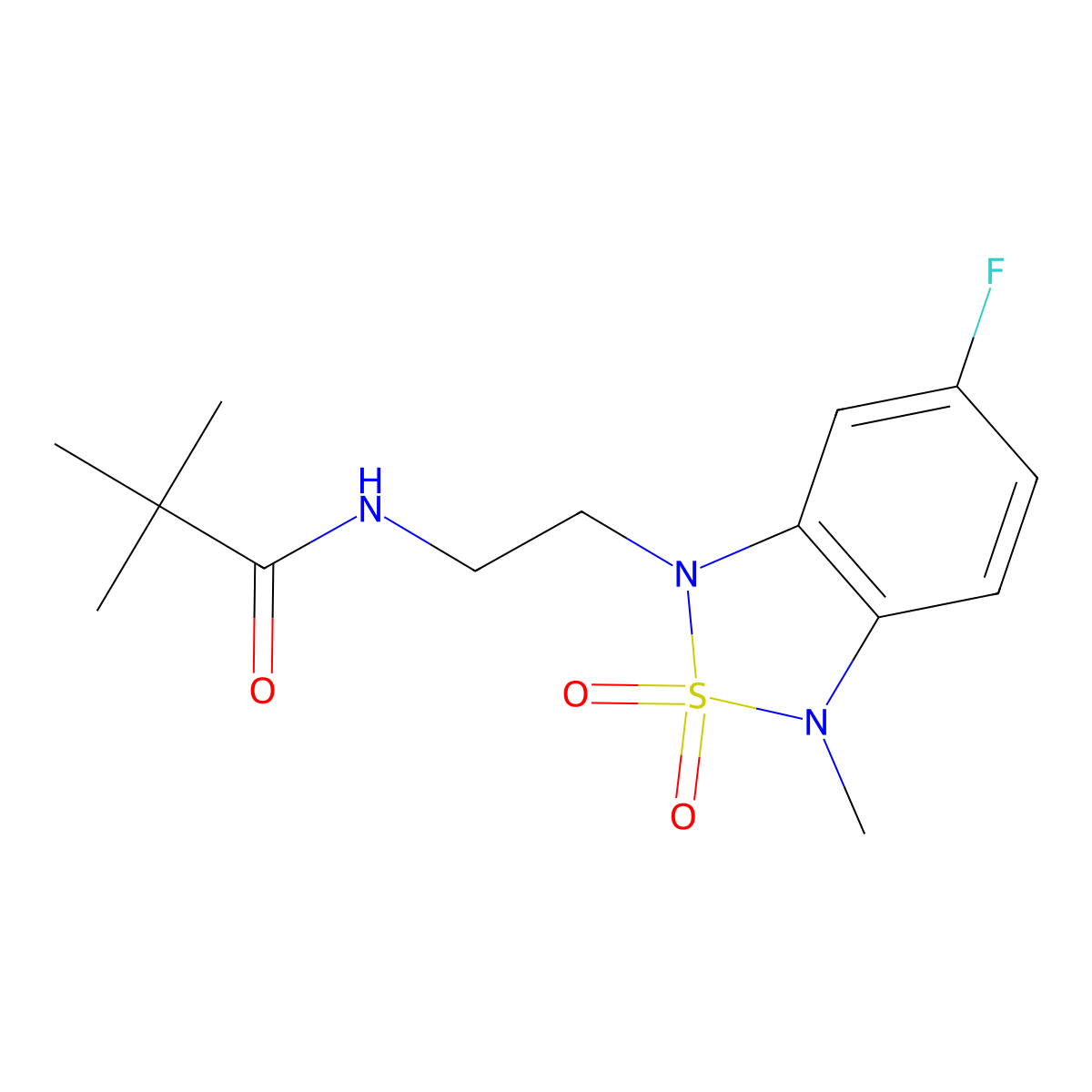 N-(2-(6-fluoro-3-methyl-2,2-dioxidobenzo[c][1,2,5]thiadiazol-1(3H)-yl)ethyl)pivalamide molecular structure, CAS 2034543-17-2