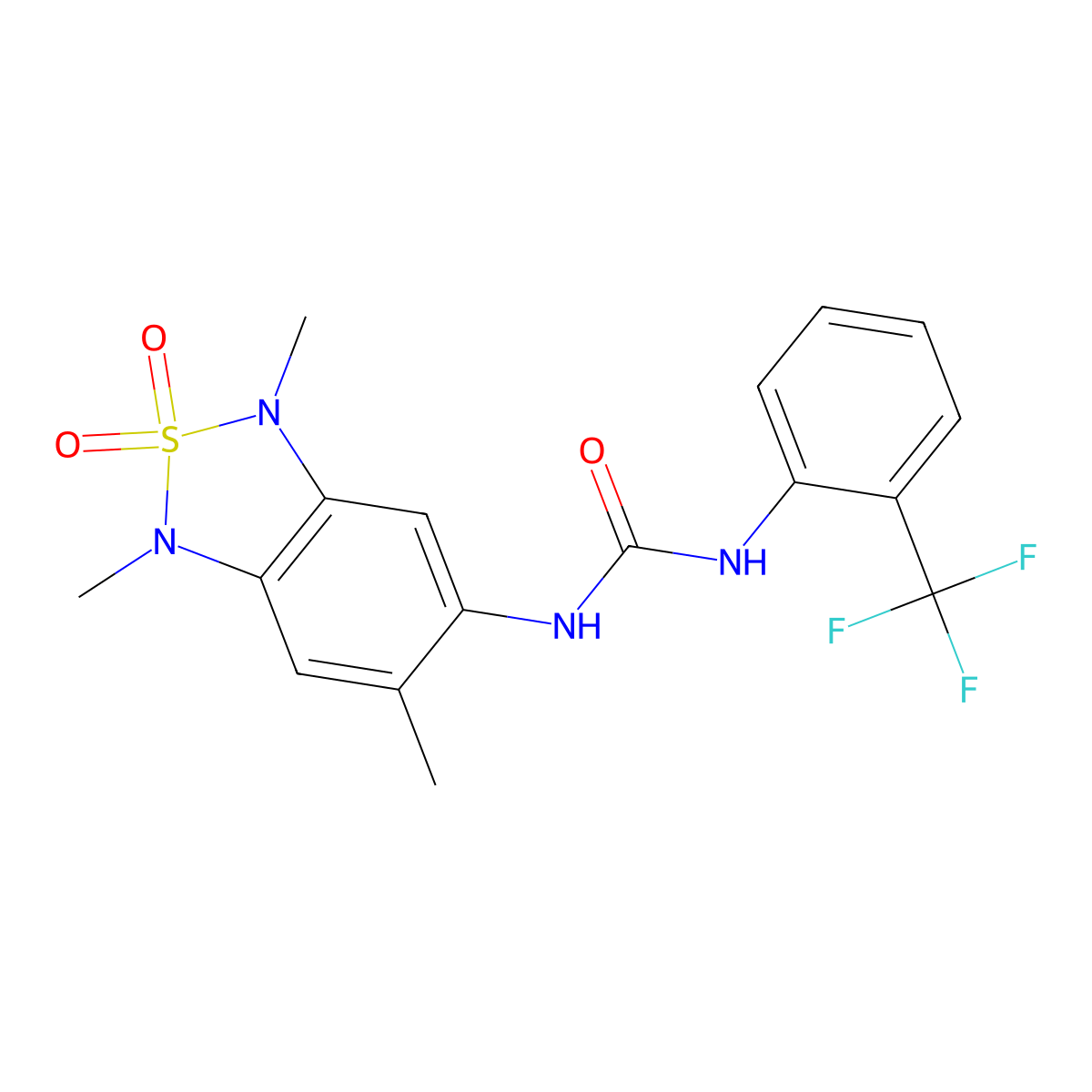 1-(2-(Trifluoromethyl)phenyl)-3-(1,3,6-trimethyl-2,2-dioxido-1,3-dihydrobenzo[c][1,2,5]thiadiazol-5-yl)urea molecular structure, CAS 2034543-18-3