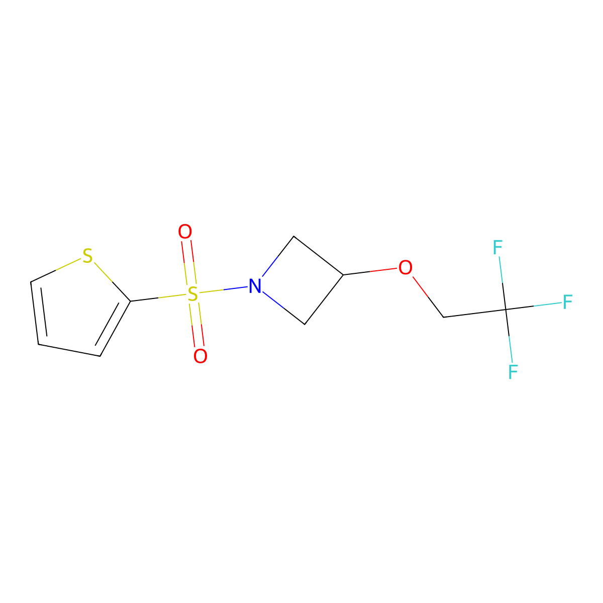 1-(Thiophen-2-ylsulfonyl)-3-(2,2,2-trifluoroethoxy)azetidine molecular structure, CAS 2034543-19-4