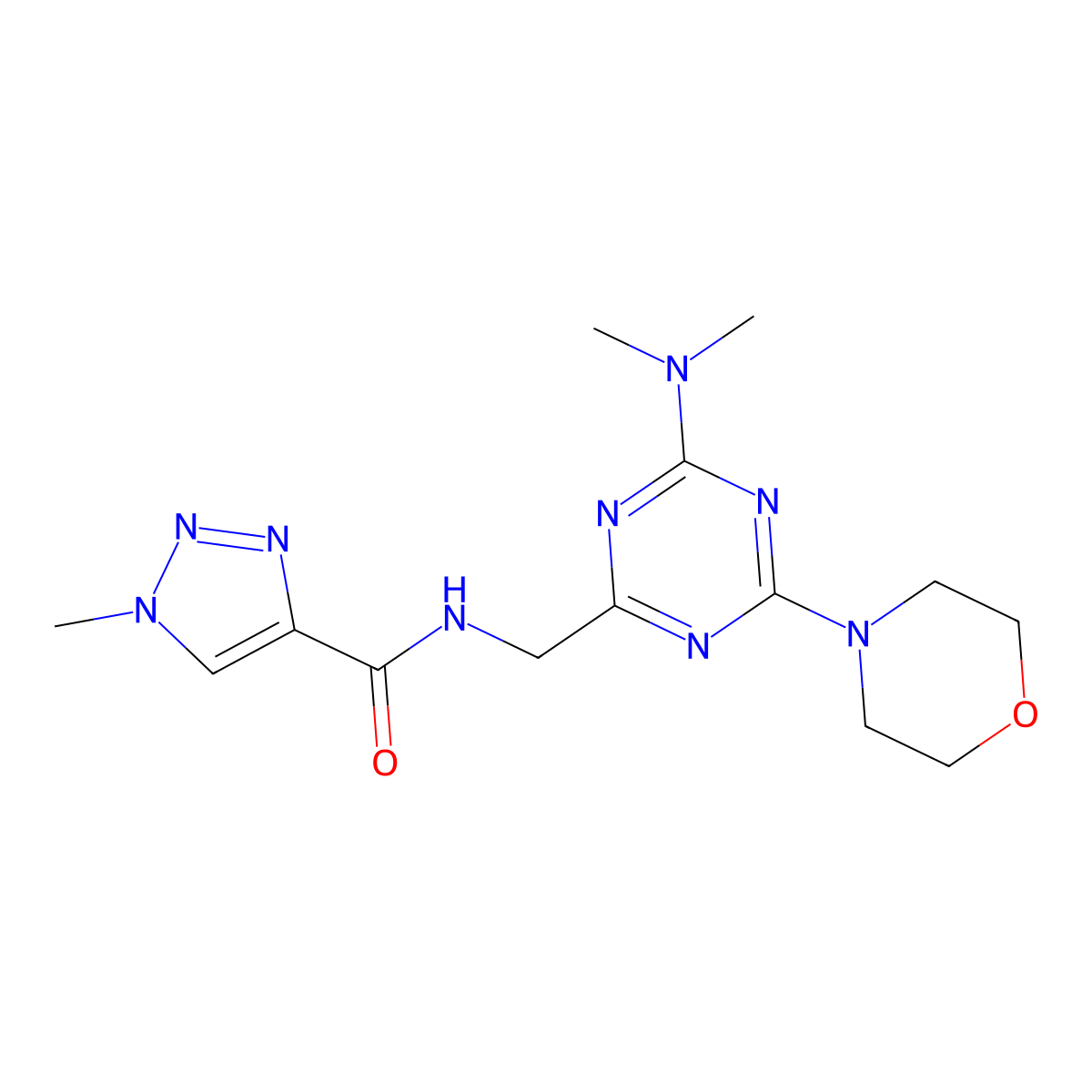 N-((4-(dimethylamino)-6-morpholino-1,3,5-triazin-2-yl)methyl)-1-methyl-1H-1,2,3-triazole-4-carboxamide molecular structure, CAS 2034543-20-7
