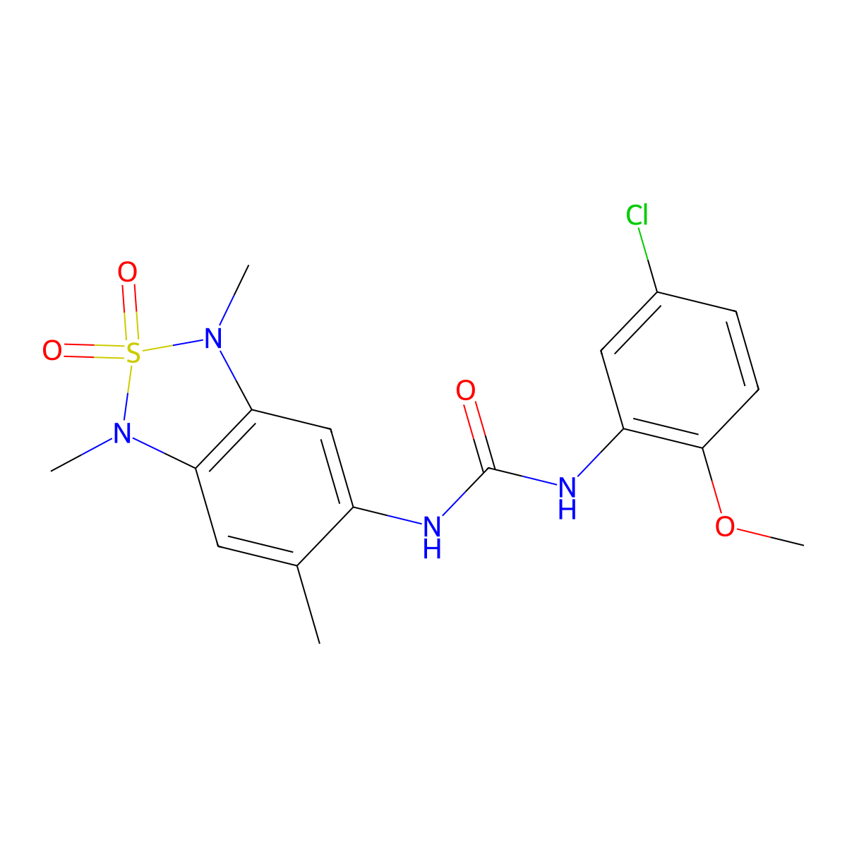 1-(5-Chloro-2-methoxyphenyl)-3-(1,3,6-trimethyl-2,2-dioxido-1,3-dihydrobenzo[c][1,2,5]thiadiazol-5-yl)urea molecular structure, CAS 2034543-27-4