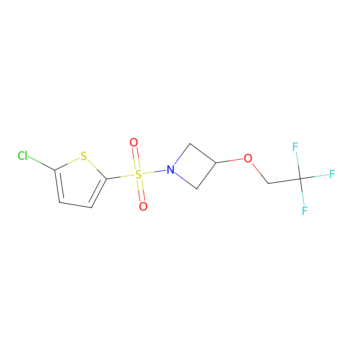 1-[(5-Chlorothiophen-2-yl)sulfonyl]-3-(2,2,2-trifluoroethoxy)azetidine molecular structure, CAS 2034543-29-6