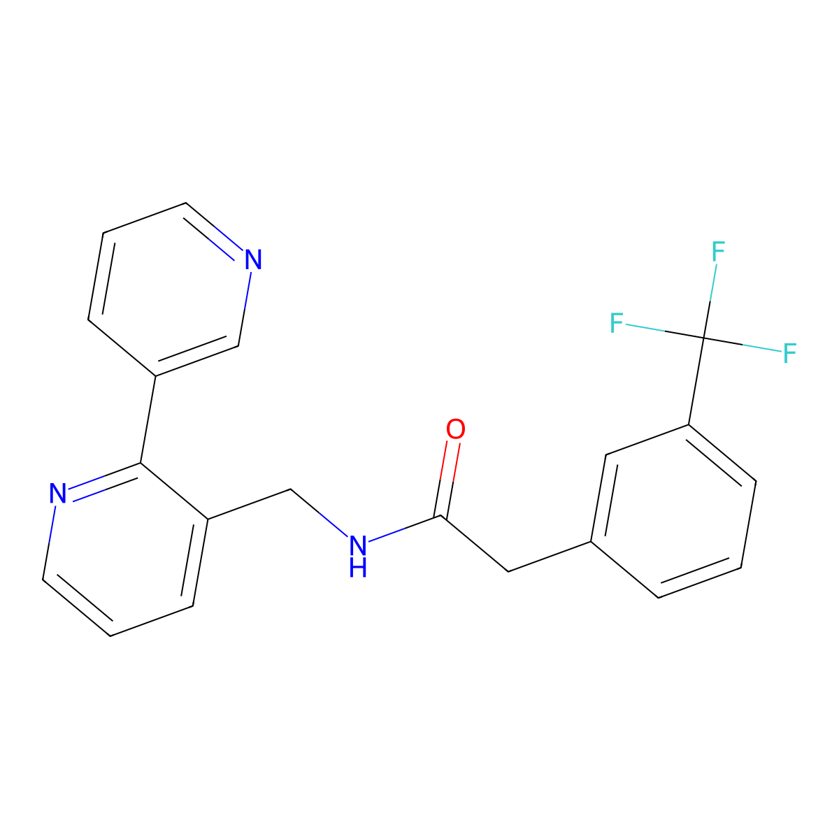 N-([2,3'-bipyridin]-3-ylmethyl)-2-(3-(trifluoromethyl)phenyl)acetamide molecular structure, CAS 2034543-31-0