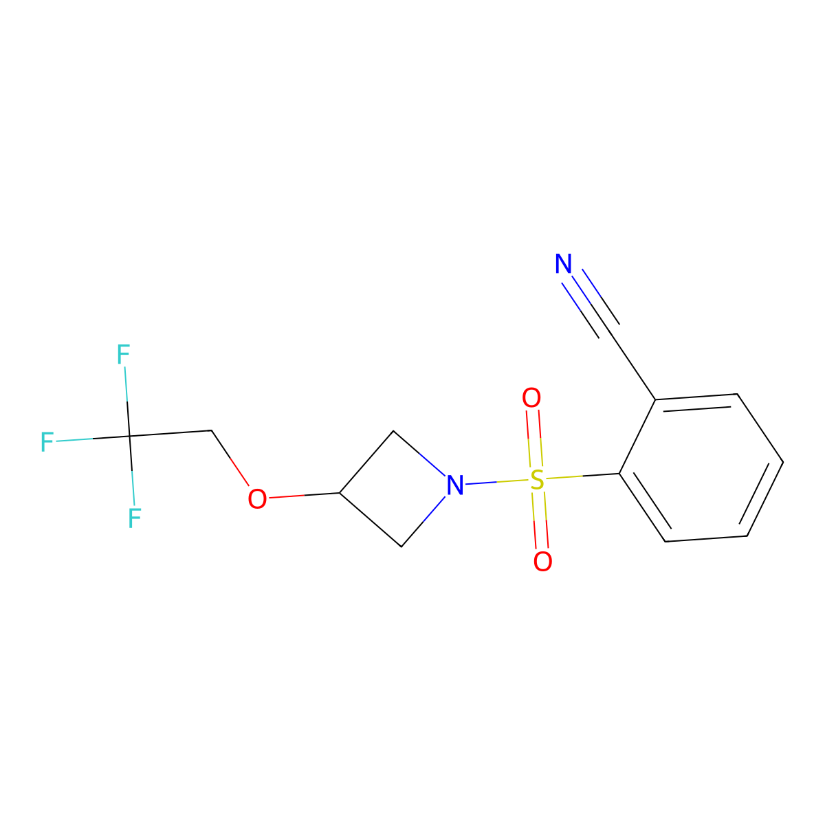 2-{[3-(2,2,2-Trifluoroethoxy)azetidin-1-yl]sulfonyl}benzonitrile molecular structure, CAS 2034543-42-3