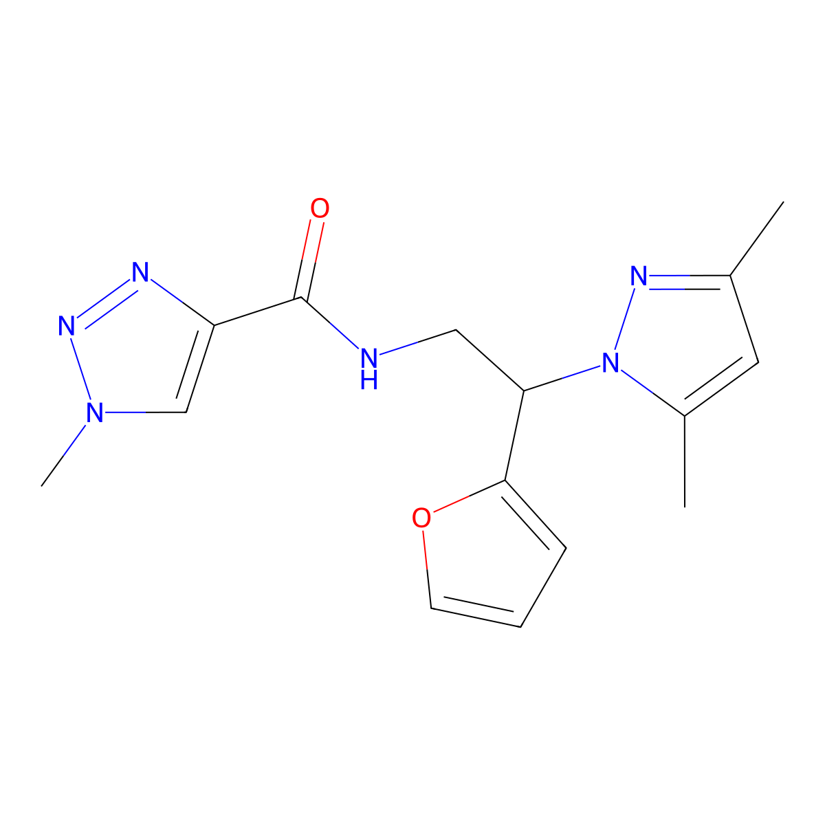 N-[2-(3,5-dimethyl-1H-pyrazol-1-yl)-2-(furan-2-yl)ethyl]-1-methyl-1H-1,2,3-triazole-4-carboxamide molecular structure, CAS 2034543-47-8