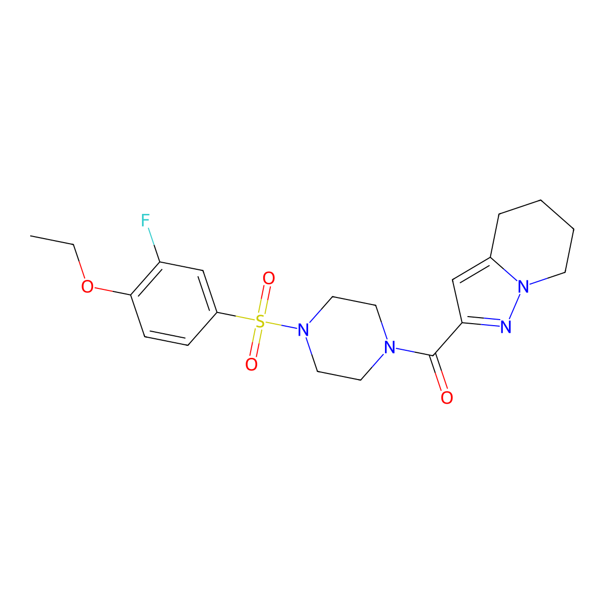(4-((4-Ethoxy-3-fluorophenyl)sulfonyl)piperazin-1-yl)(4,5,6,7-tetrahydropyrazolo[1,5-a]pyridin-2-yl)methanone molecular structure, CAS 2034543-49-0