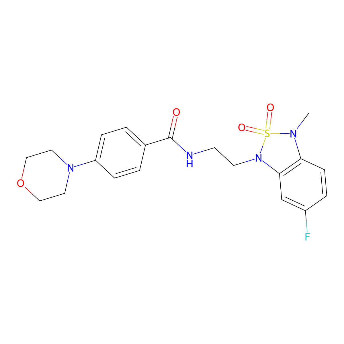 N-(2-(6-fluoro-3-methyl-2,2-dioxidobenzo[c][1,2,5]thiadiazol-1(3H)-yl)ethyl)-4-morpholinobenzamide molecular structure, CAS 2034543-59-2