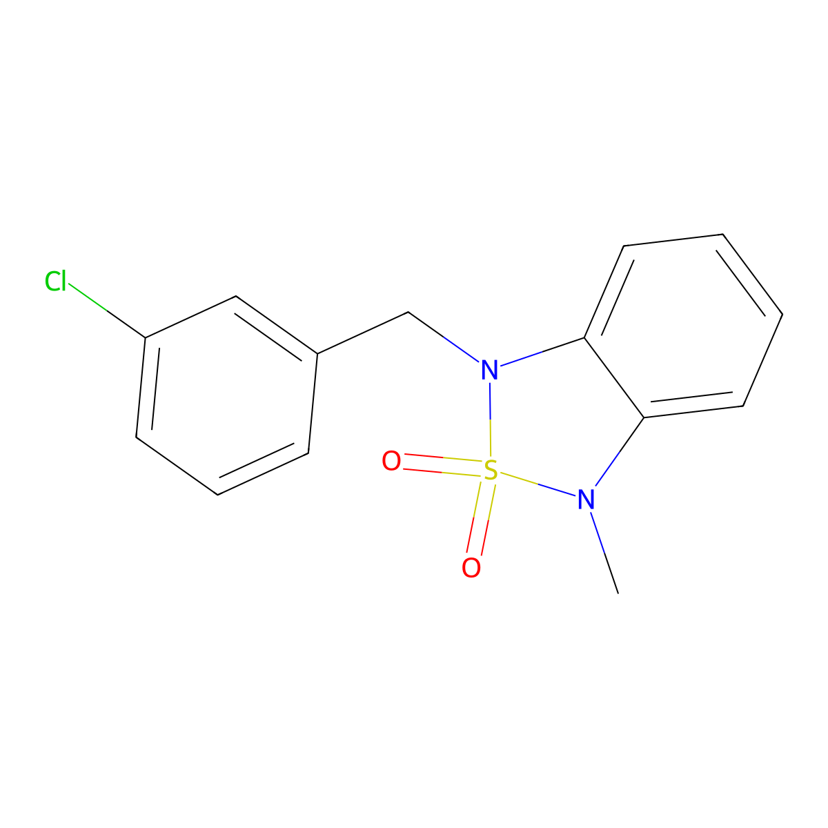 1-(3-Chlorobenzyl)-3-methyl-1,3-dihydrobenzo[c][1,2,5]thiadiazole 2,2-dioxide molecular structure, CAS 2034543-63-8