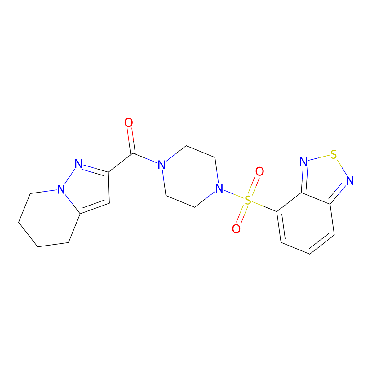 (4-(Benzo[c][1,2,5]thiadiazol-4-ylsulfonyl)piperazin-1-yl)(4,5,6,7-tetrahydropyrazolo[1,5-a]pyridin-2-yl)methanone molecular structure, CAS 2034543-73-0