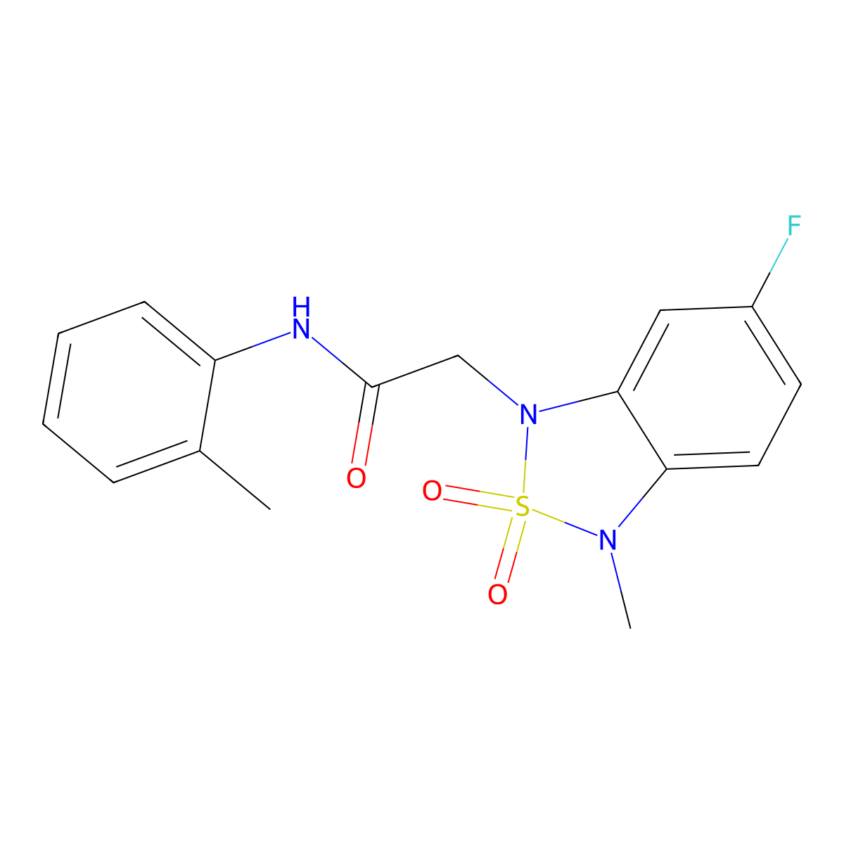 2-(6-fluoro-3-methyl-2,2-dioxidobenzo[c][1,2,5]thiadiazol-1(3H)-yl)-N-(o-tolyl)acetamide molecular structure, CAS 2034543-85-4