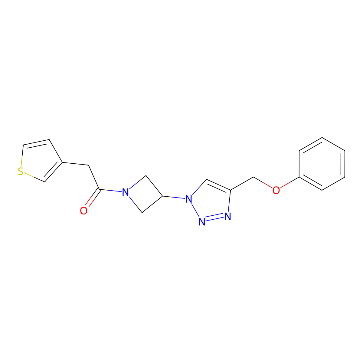 1-(3-(4-(phenoxymethyl)-1H-1,2,3-triazol-1-yl)azetidin-1-yl)-2-(thiophen-3-yl)ethanone molecular structure, CAS 2034543-88-7