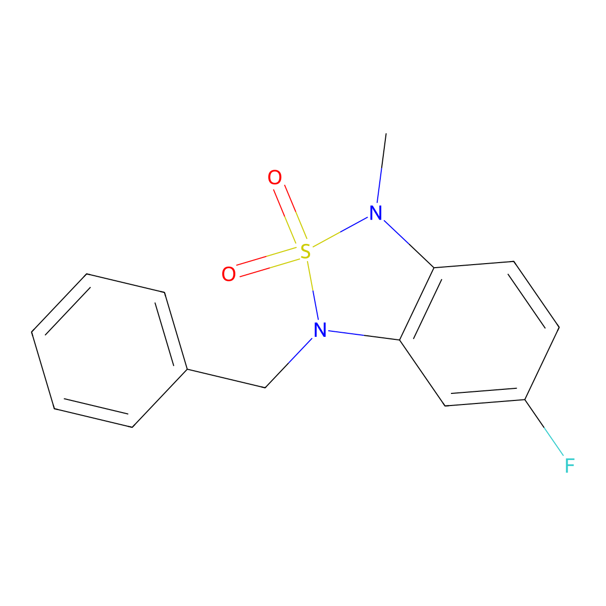 3-Benzyl-5-fluoro-1-methyl-1,3-dihydrobenzo[c][1,2,5]thiadiazole 2,2-dioxide molecular structure, CAS 2034544-07-3