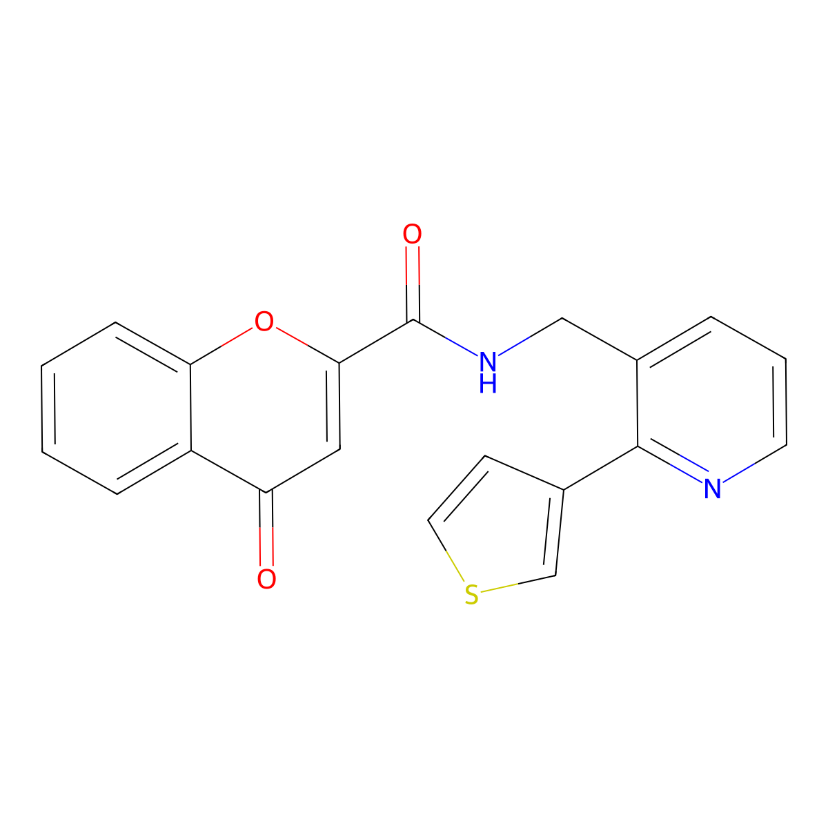 4-oxo-N-((2-(thiophen-3-yl)pyridin-3-yl)methyl)-4H-chromene-2-carboxamide molecular structure, CAS 2034544-09-5
