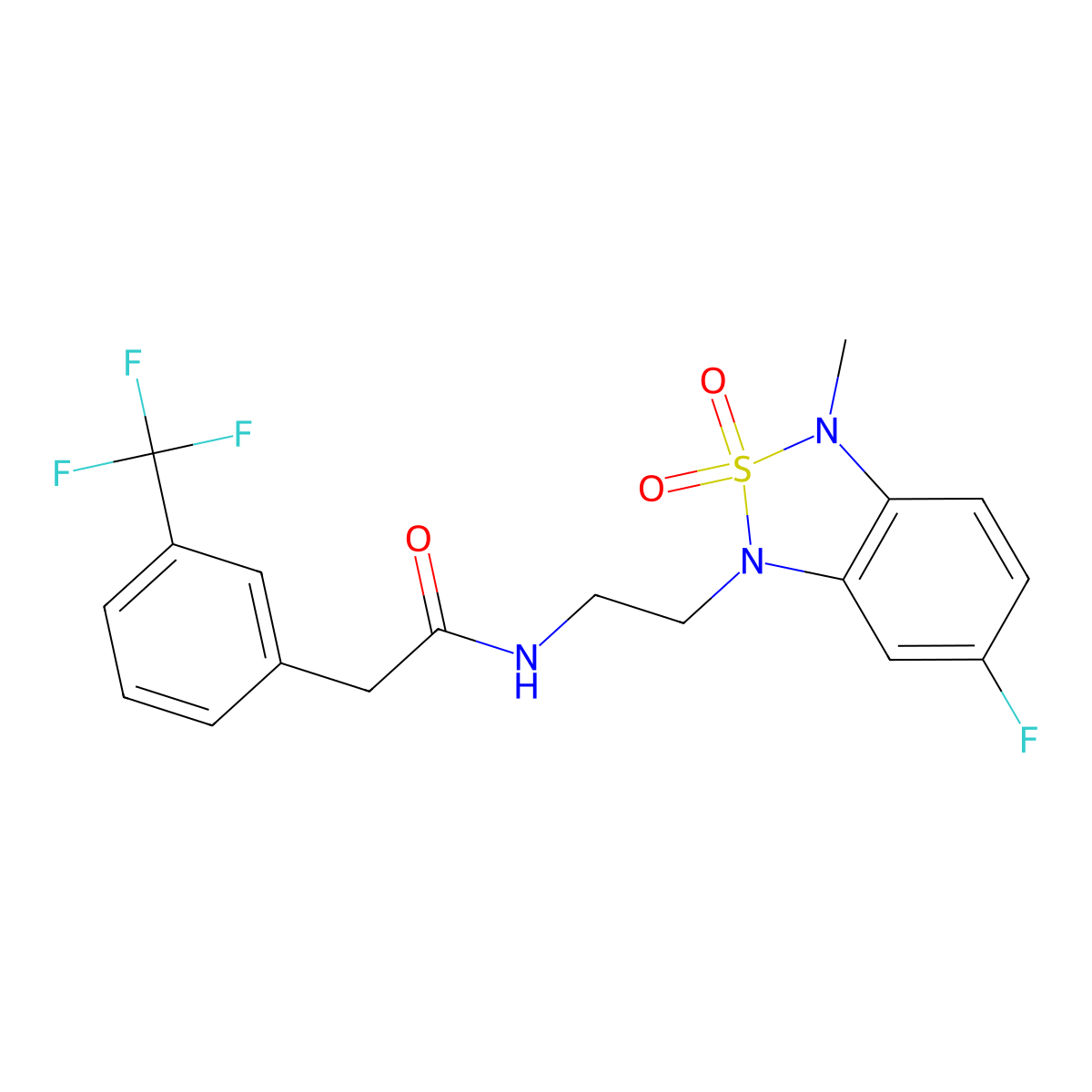 N-(2-(6-fluoro-3-methyl-2,2-dioxidobenzo[c][1,2,5]thiadiazol-1(3H)-yl)ethyl)-2-(3-(trifluoromethyl)phenyl)acetamide molecular structure, CAS 2034544-10-8