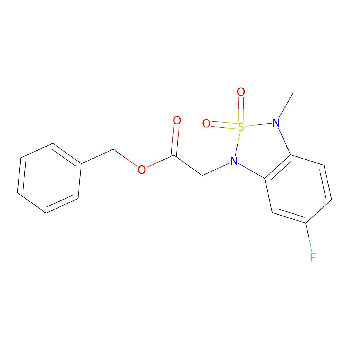 benzyl 2-(6-fluoro-3-methyl-2,2-dioxidobenzo[c][1,2,5]thiadiazol-1(3H)-yl)acetate molecular structure, CAS 2034544-13-1