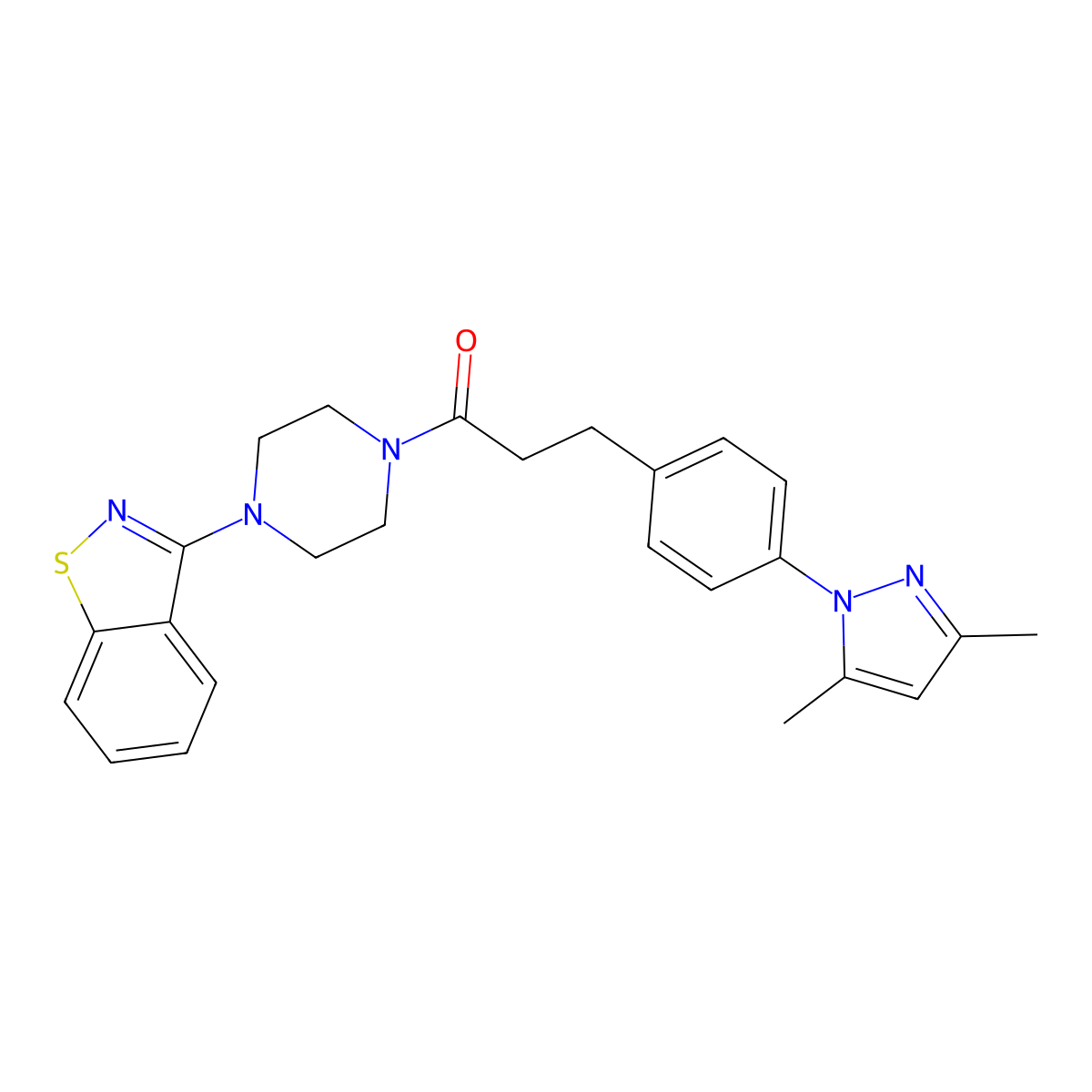 1-(4-(benzo[d]isothiazol-3-yl)piperazin-1-yl)-3-(4-(3,5-dimethyl-1H-pyrazol-1-yl)phenyl)propan-1-one molecular structure, CAS 2034544-22-2