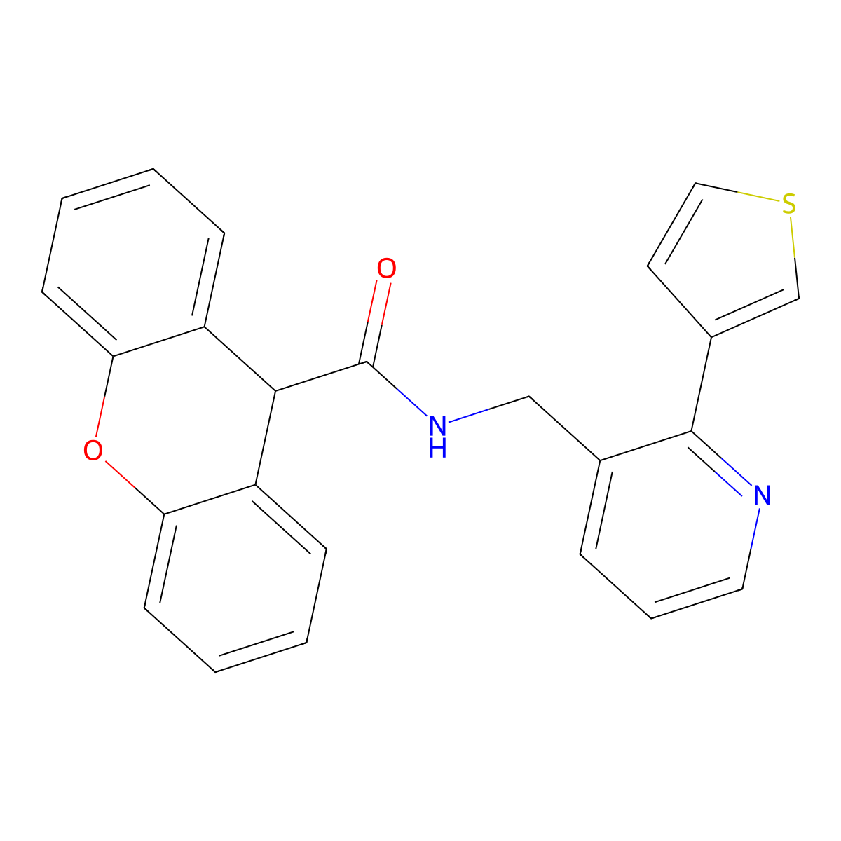 N-((2-(thiophen-3-yl)pyridin-3-yl)methyl)-9H-xanthene-9-carboxamide molecular structure, CAS 2034544-24-4