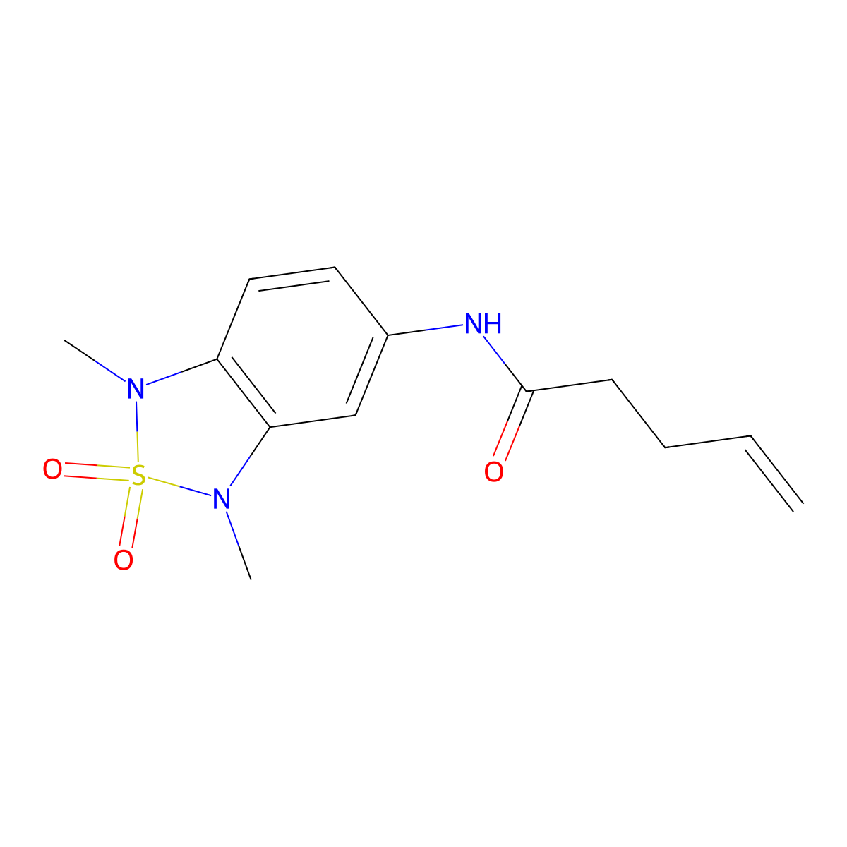 N-(1,3-dimethyl-2,2-dioxido-1,3-dihydrobenzo[c][1,2,5]thiadiazol-5-yl)pent-4-enamide molecular structure, CAS 2034544-31-3