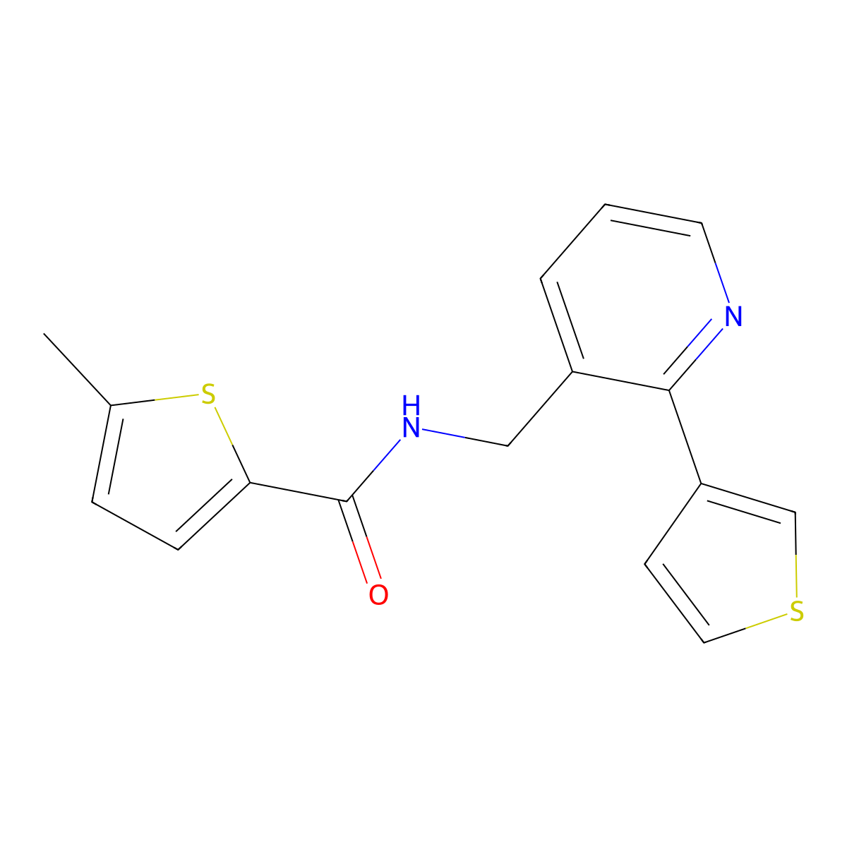 5-methyl-N-((2-(thiophen-3-yl)pyridin-3-yl)methyl)thiophene-2-carboxamide molecular structure, CAS 2034544-33-5