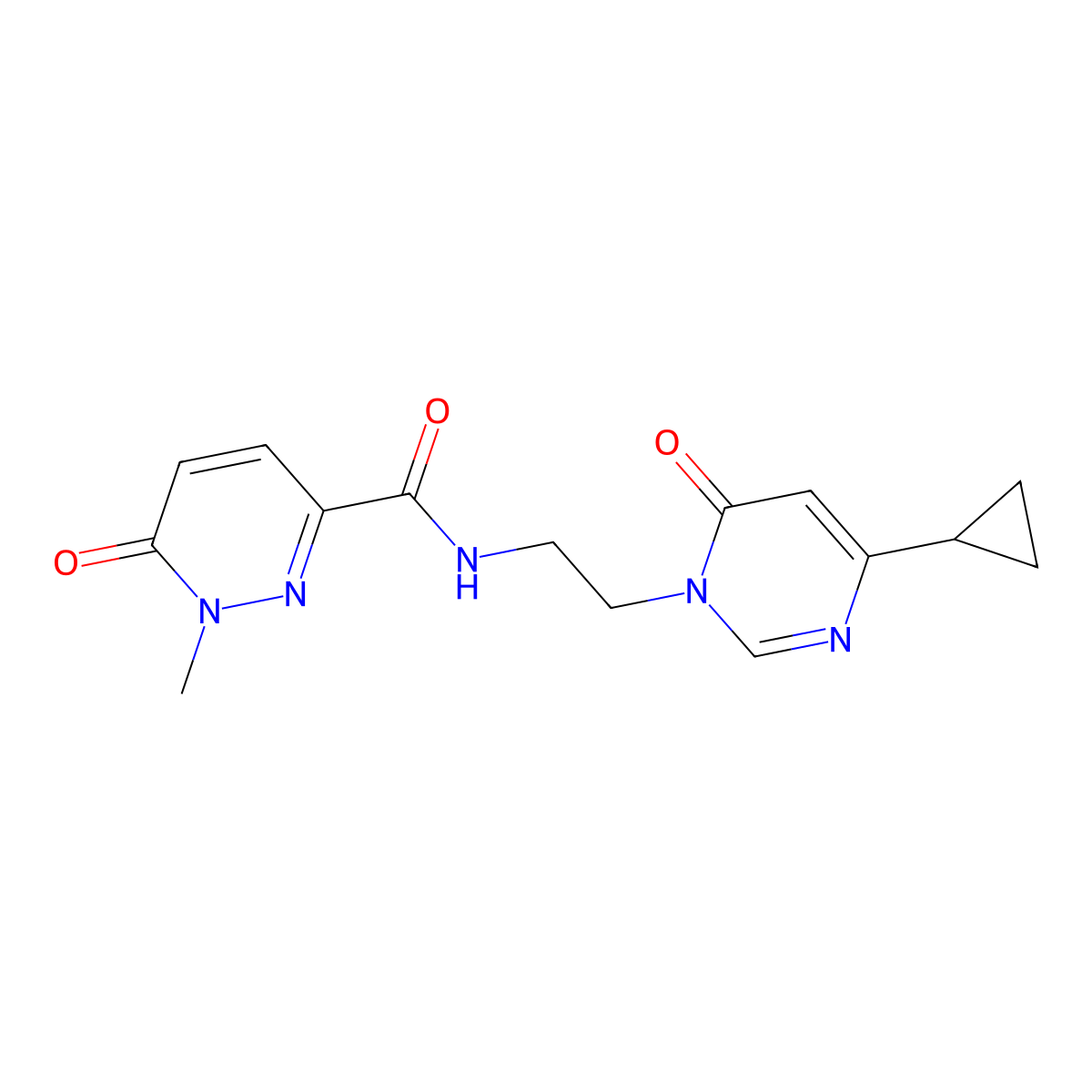 N-(2-(4-cyclopropyl-6-oxopyrimidin-1(6H)-yl)ethyl)-1-methyl-6-oxo-1,6-dihydropyridazine-3-carboxamide molecular structure, CAS 2034544-37-9