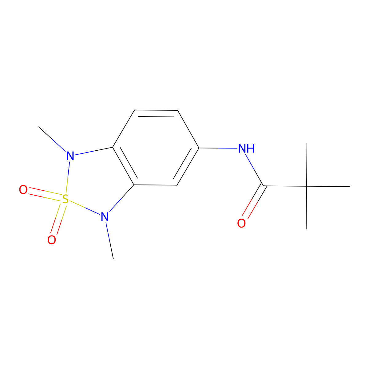 N-(1,3-dimethyl-2,2-dioxido-1,3-dihydrobenzo[c][1,2,5]thiadiazol-5-yl)pivalamide molecular structure, CAS 2034544-41-5