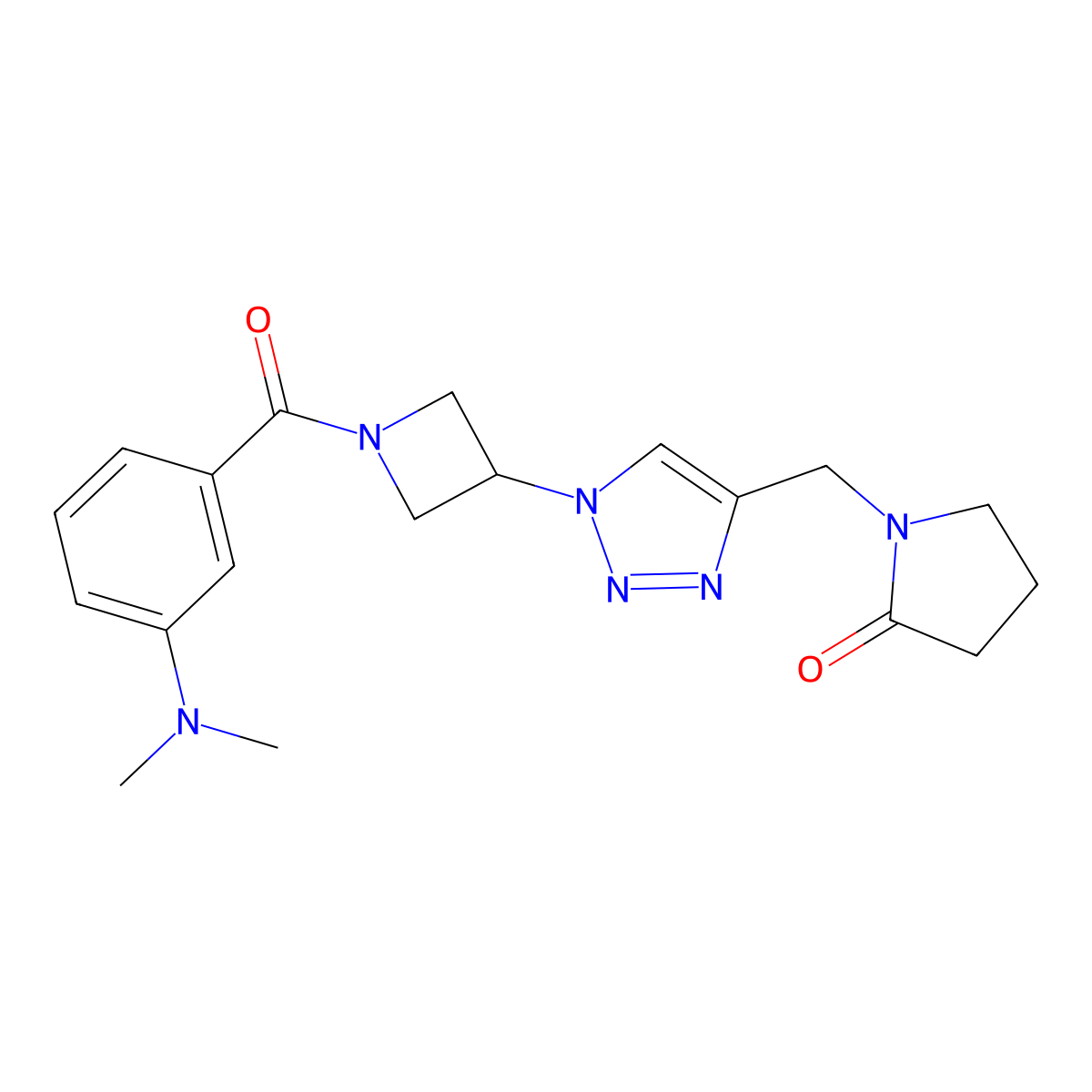 1-[(1-{1-[3-(dimethylamino)benzoyl]azetidin-3-yl}-1H-1,2,3-triazol-4-yl)methyl]pyrrolidin-2-one molecular structure, CAS 2034544-43-7